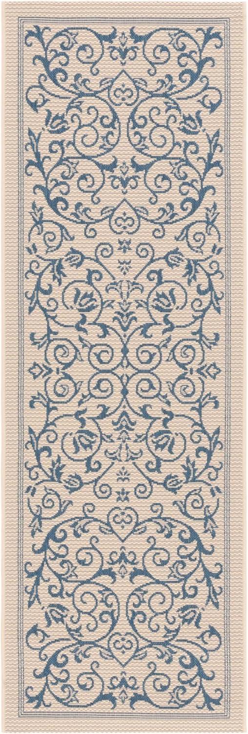 image:imageSAFAVIEH Washable Rug Outdoor Courtyard Collection 4 x 57 Terracotta amp Natural NonShedding amp Easy Cleaning Ideal for Patio Backyard Mudroom CY20983202NaturalBlue