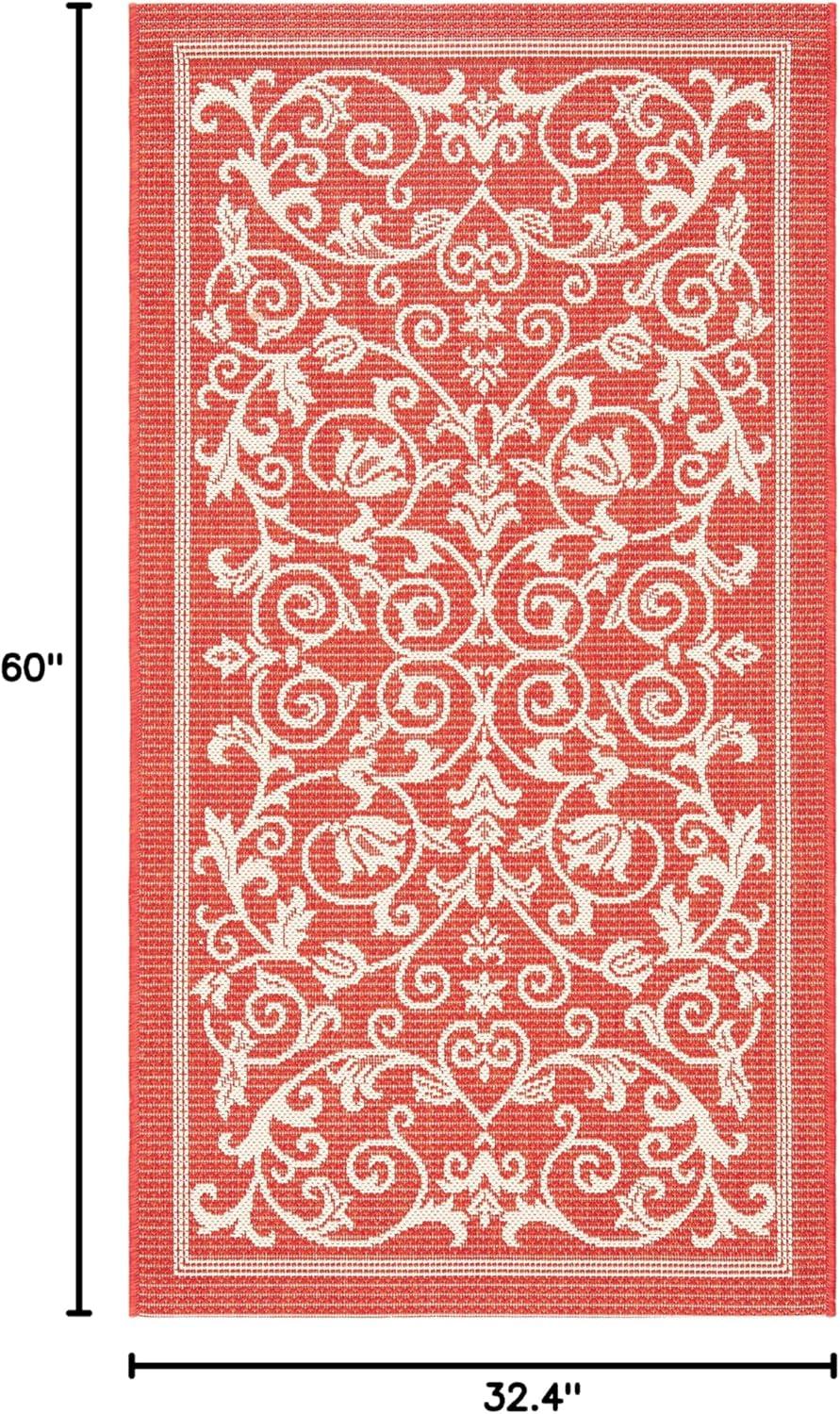 image:imageSAFAVIEH Washable Rug Outdoor Courtyard Collection 4 x 57 Terracotta amp Natural NonShedding amp Easy Cleaning Ideal for Patio Backyard Mudroom CY20983202RedNatural