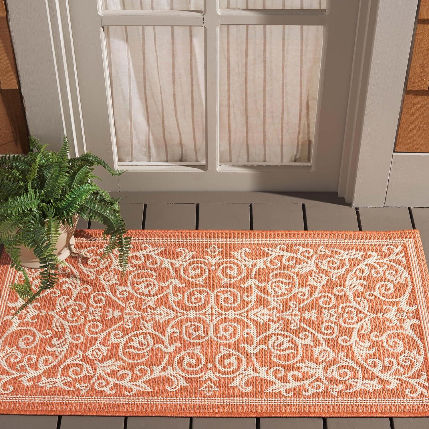 image:imageSAFAVIEH Washable Rug Outdoor Courtyard Collection 4 x 57 Terracotta amp Natural NonShedding amp Easy Cleaning Ideal for Patio Backyard Mudroom CY20983202TerracottaNatural