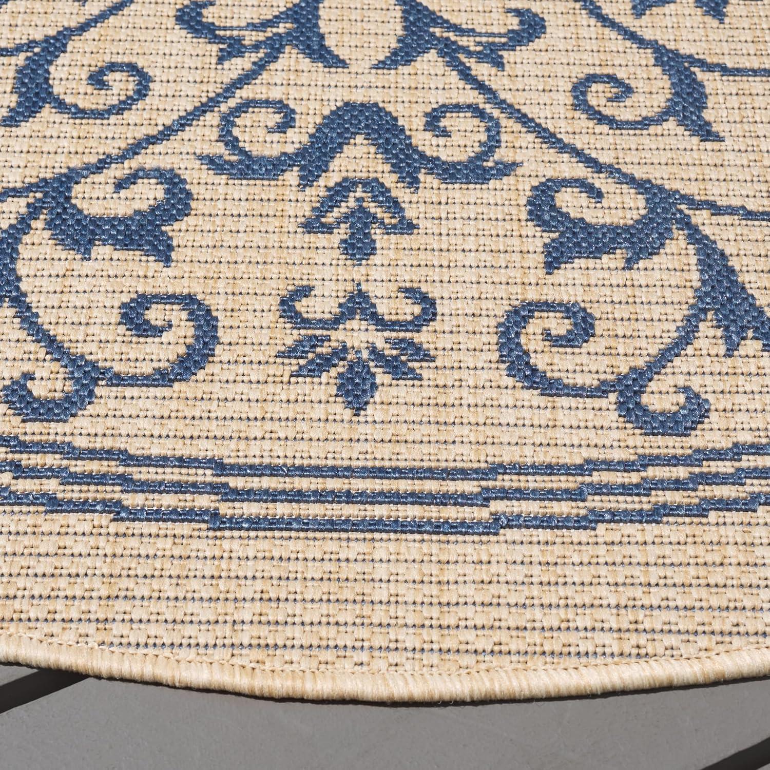 image:imageSAFAVIEH Washable Rug Outdoor Courtyard Collection 4 x 57 Terracotta amp Natural NonShedding amp Easy Cleaning Ideal for Patio Backyard Mudroom CY20983202NaturalBlue