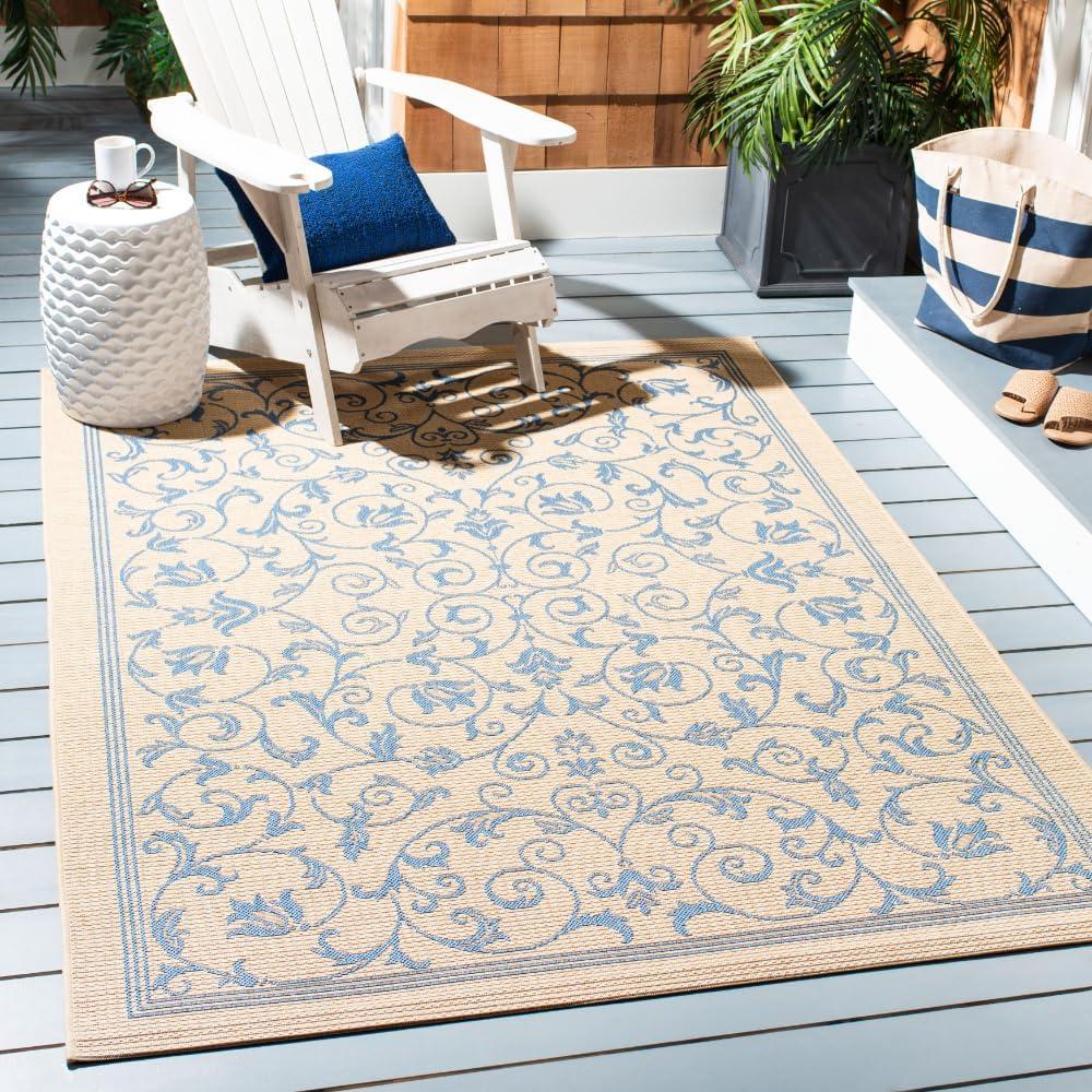 image:imageSAFAVIEH Washable Rug Outdoor Courtyard Collection 4 x 57 Terracotta amp Natural NonShedding amp Easy Cleaning Ideal for Patio Backyard Mudroom CY20983202NaturalBlue