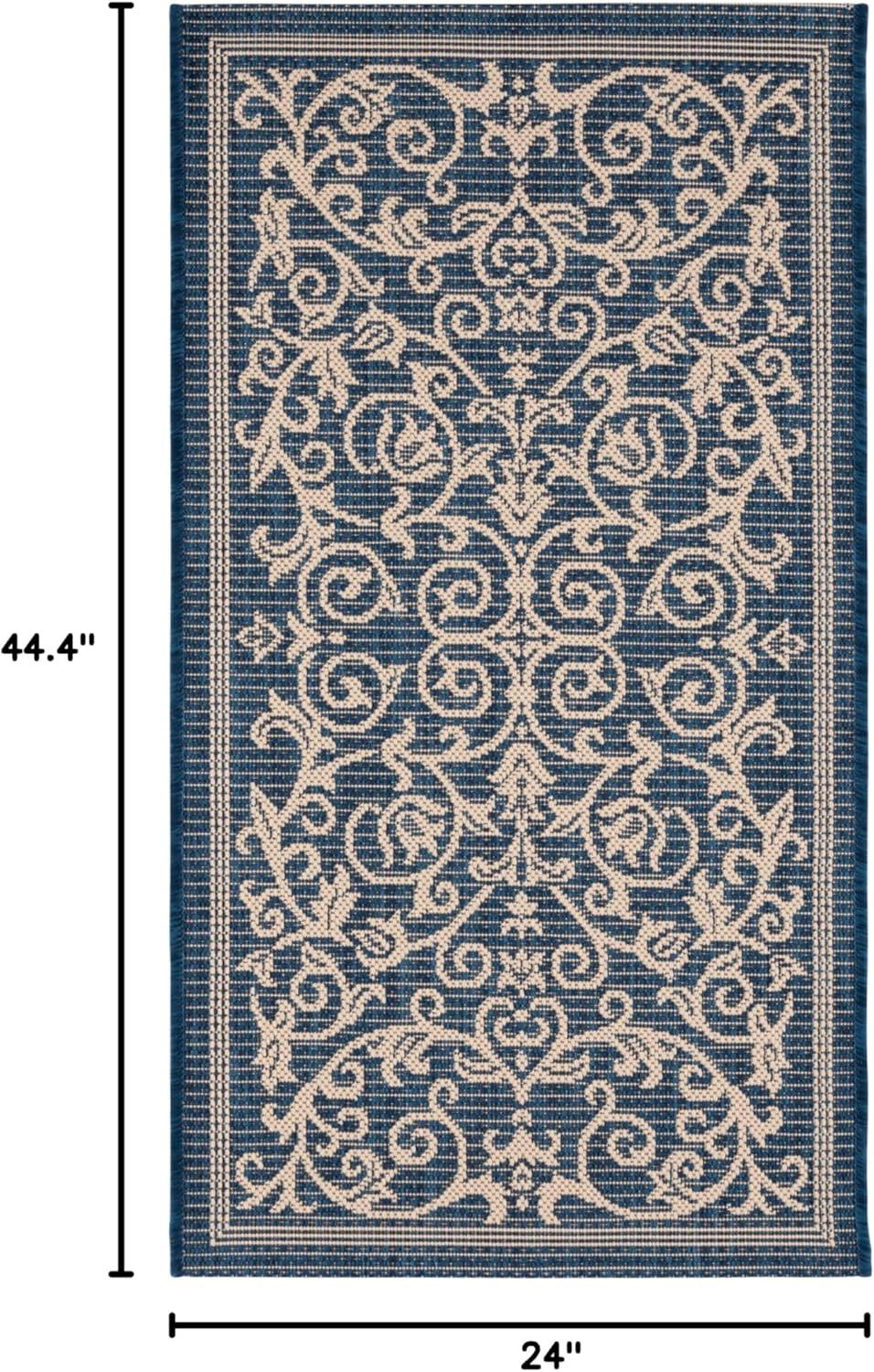 image:imageSAFAVIEH Washable Rug Outdoor Courtyard Collection 4 x 57 Terracotta amp Natural NonShedding amp Easy Cleaning Ideal for Patio Backyard Mudroom CY20983202NavyBeige