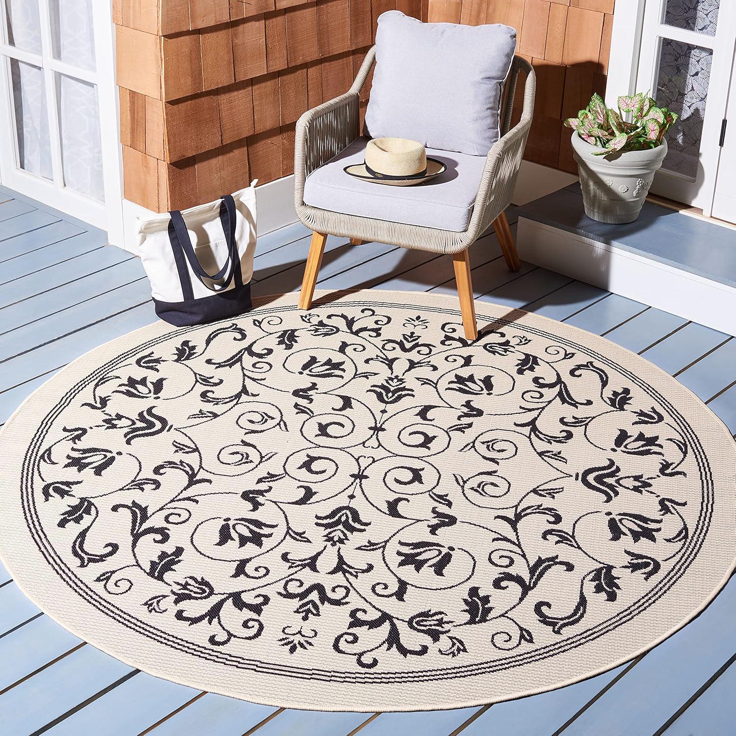image:imageSAFAVIEH Washable Rug Outdoor Courtyard Collection 4 x 57 Terracotta amp Natural NonShedding amp Easy Cleaning Ideal for Patio Backyard Mudroom CY20983202SandBlack