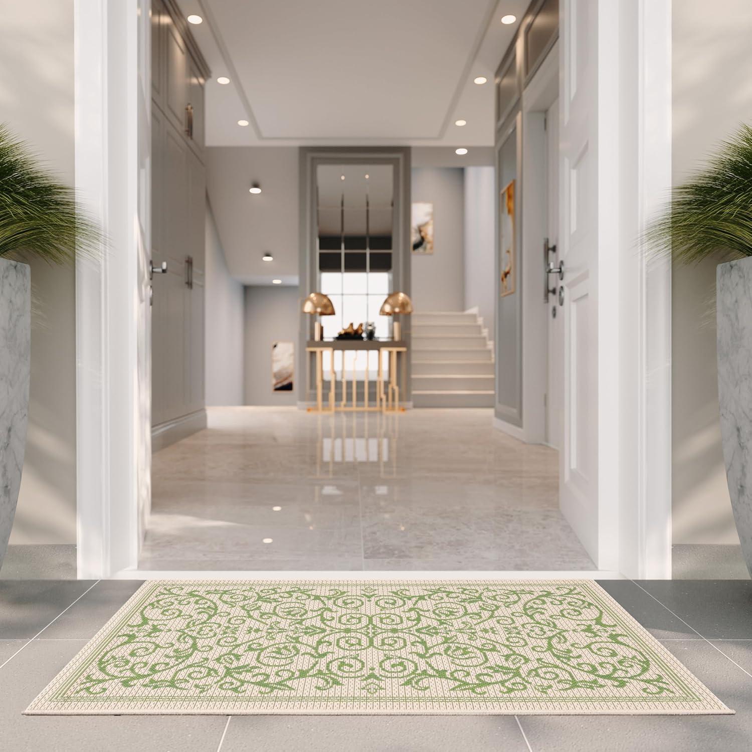 image:imageSAFAVIEH Washable Rug Outdoor Courtyard Collection 4 x 57 Terracotta amp Natural NonShedding amp Easy Cleaning Ideal for Patio Backyard Mudroom CY20983202NaturalOlive