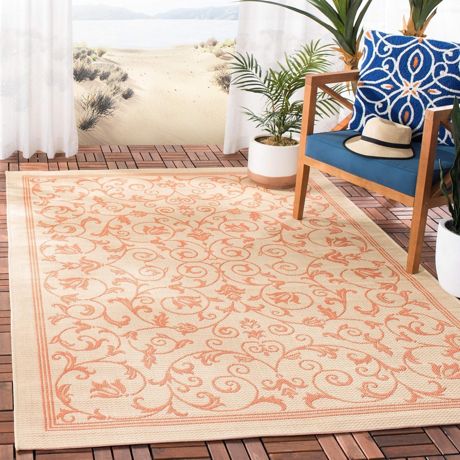 image:imageSAFAVIEH Washable Rug Outdoor Courtyard Collection 4 x 57 Terracotta amp Natural NonShedding amp Easy Cleaning Ideal for Patio Backyard Mudroom CY20983202NaturalTerra