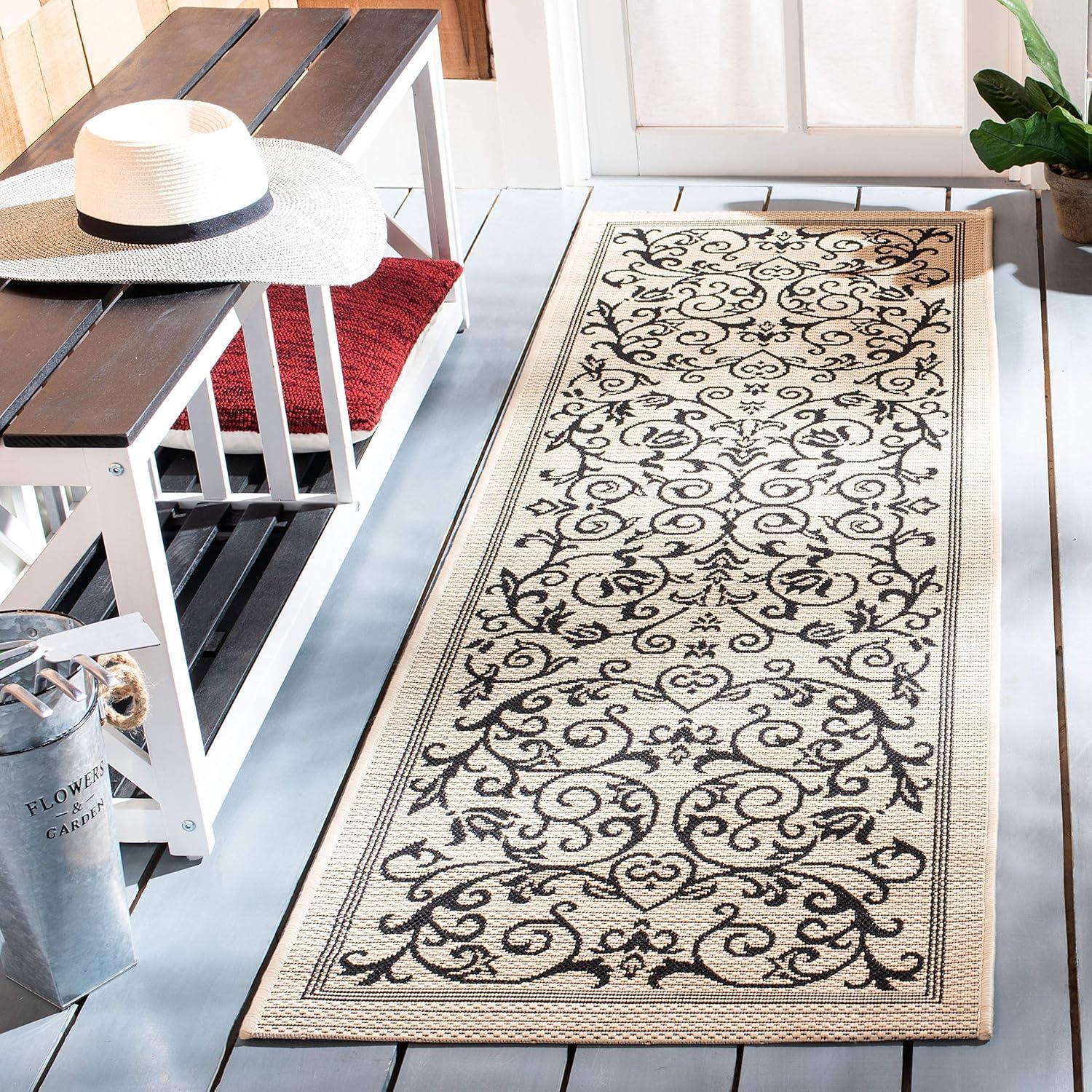 image:imageSAFAVIEH Washable Rug Outdoor Courtyard Collection 4 x 57 Terracotta amp Natural NonShedding amp Easy Cleaning Ideal for Patio Backyard Mudroom CY20983202SandBlack