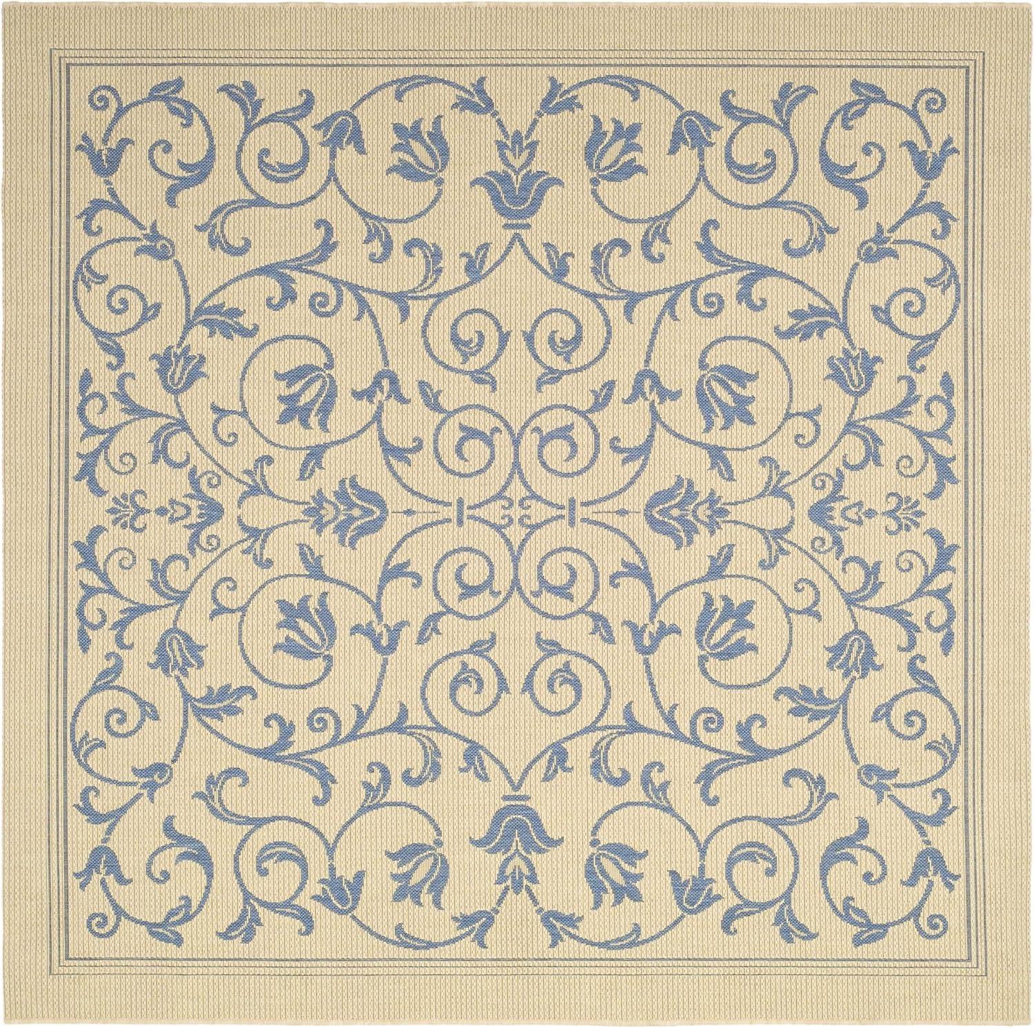 image:imageSAFAVIEH Washable Rug Outdoor Courtyard Collection 4 x 57 Terracotta amp Natural NonShedding amp Easy Cleaning Ideal for Patio Backyard Mudroom CY20983202NaturalBlue