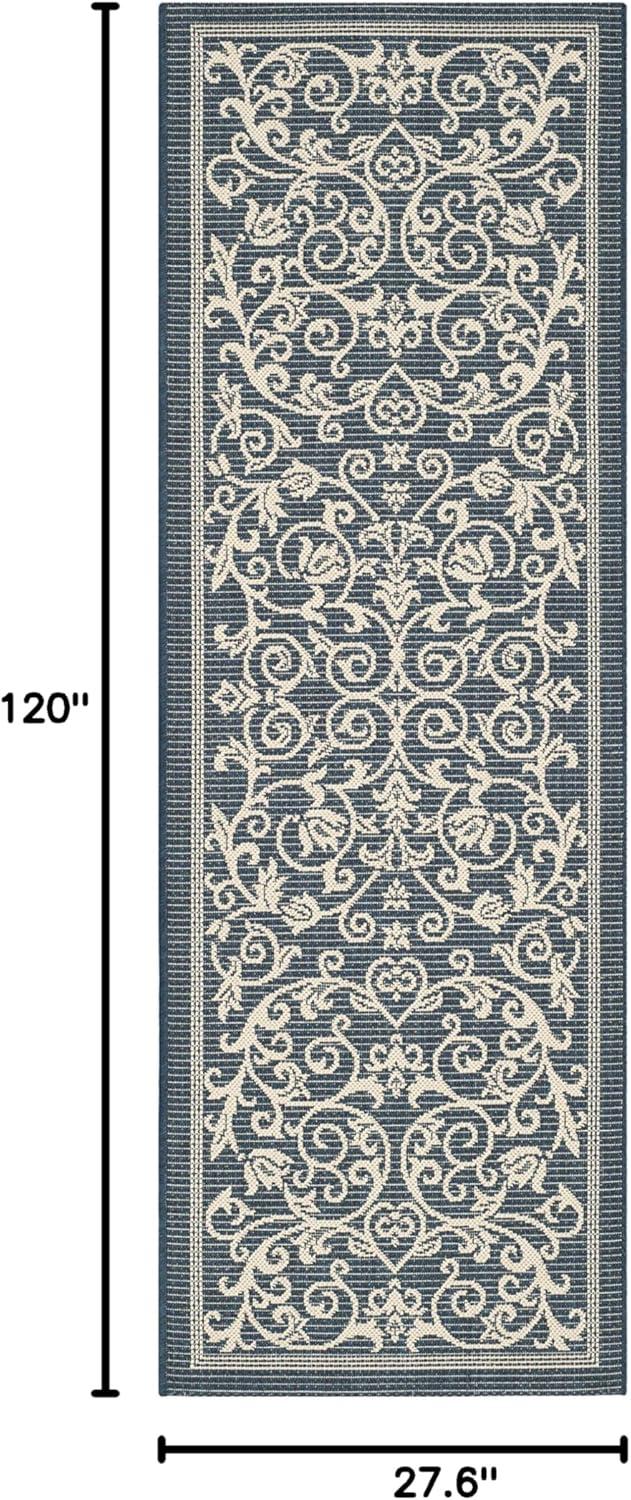 image:imageSAFAVIEH Washable Rug Outdoor Courtyard Collection 4 x 57 Terracotta amp Natural NonShedding amp Easy Cleaning Ideal for Patio Backyard Mudroom CY20983202NavyBeige