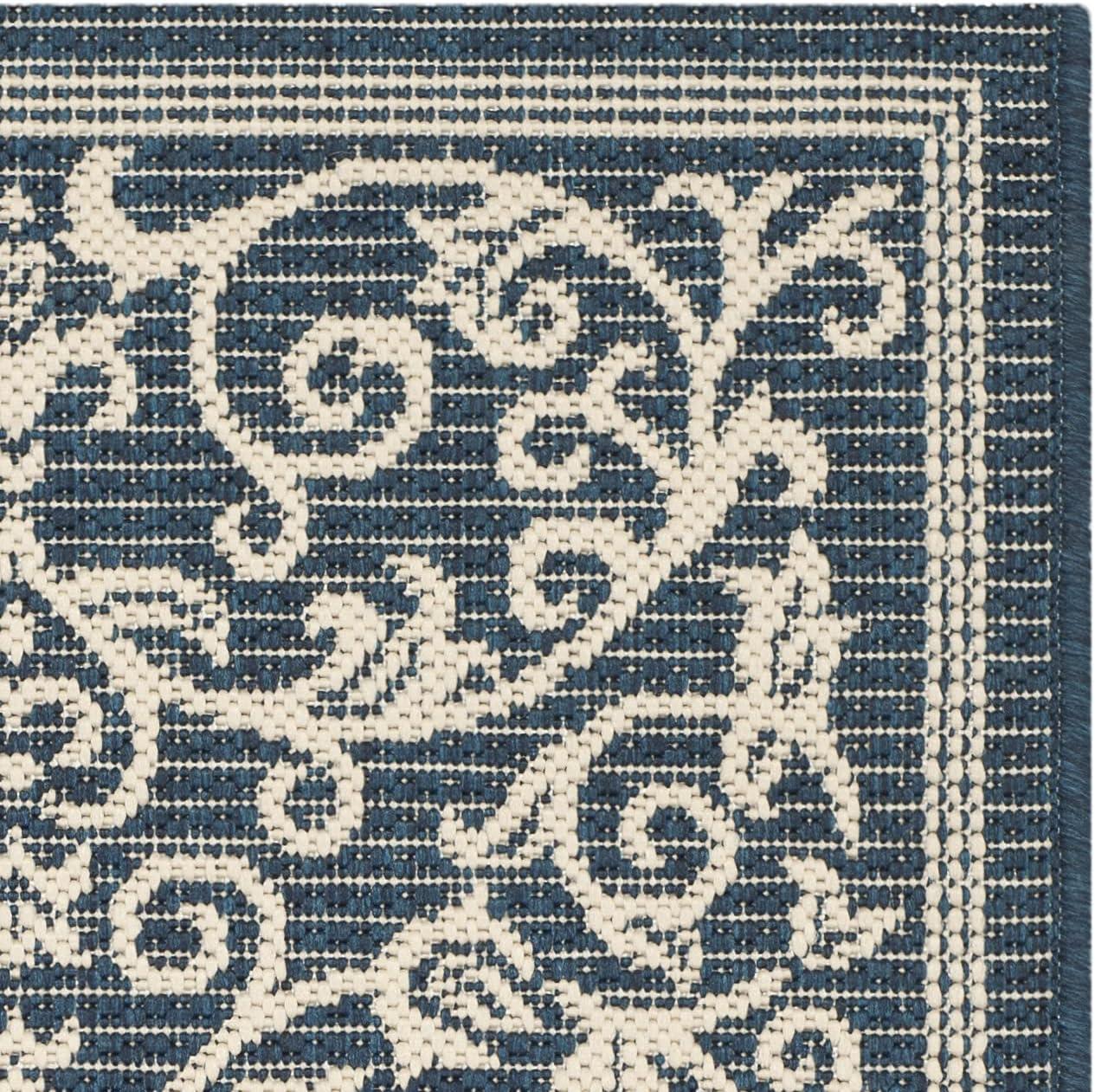image:imageSAFAVIEH Washable Rug Outdoor Courtyard Collection 4 x 57 Terracotta amp Natural NonShedding amp Easy Cleaning Ideal for Patio Backyard Mudroom CY20983202NavyBeige