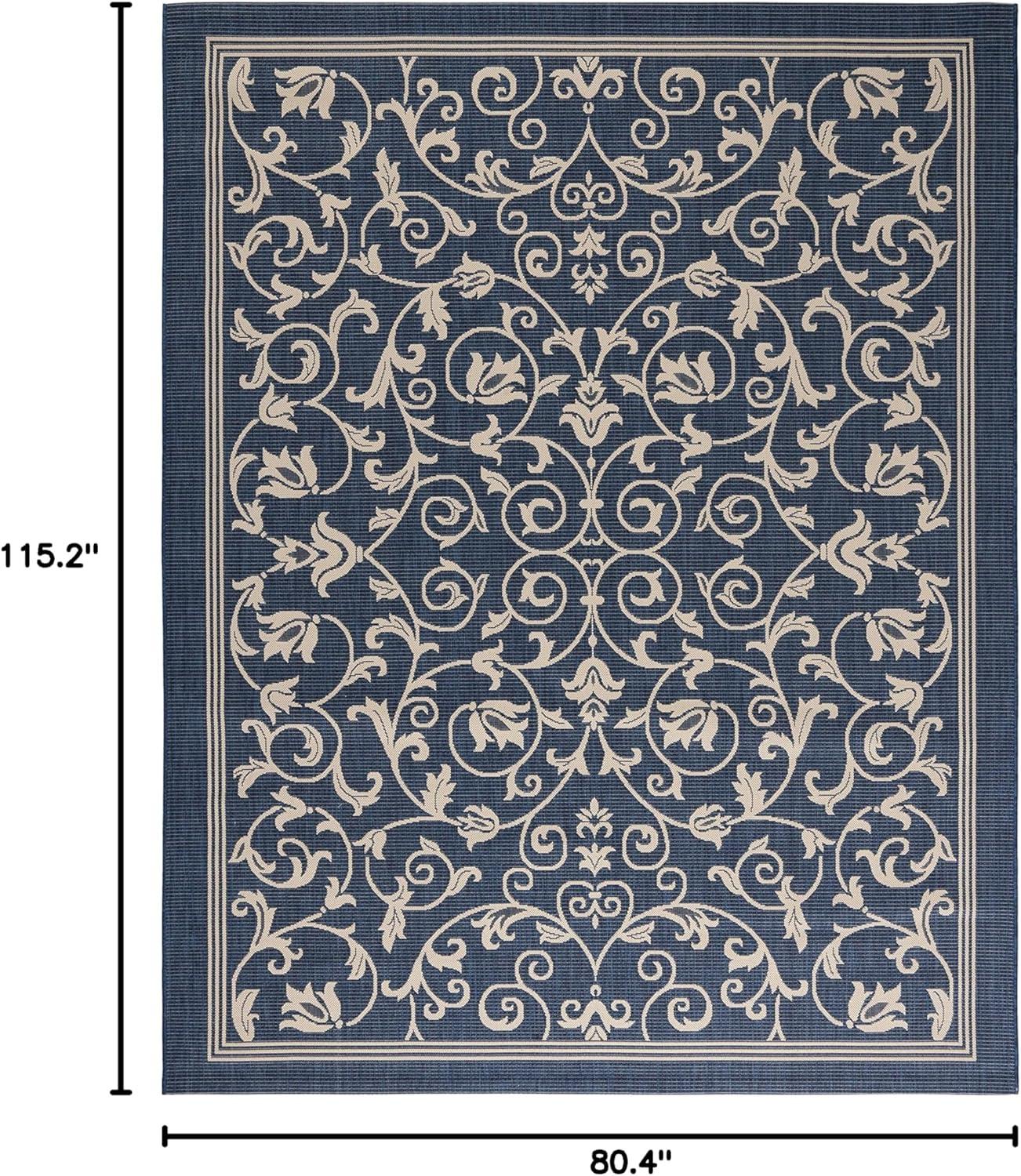 image:imageSAFAVIEH Washable Rug Outdoor Courtyard Collection 4 x 57 Terracotta amp Natural NonShedding amp Easy Cleaning Ideal for Patio Backyard Mudroom CY20983202NavyBeige