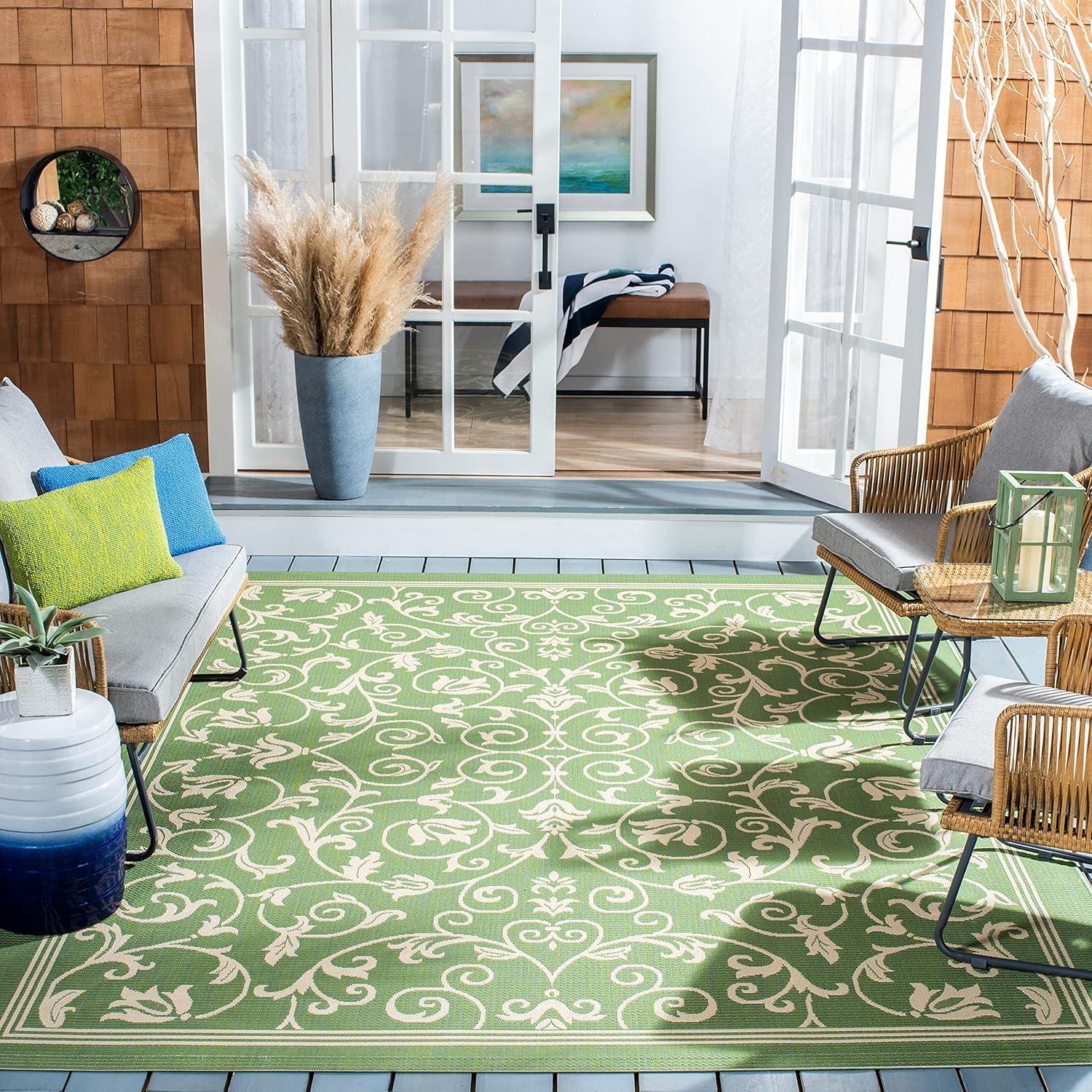 image:imageSAFAVIEH Washable Rug Outdoor Courtyard Collection 4 x 57 Terracotta amp Natural NonShedding amp Easy Cleaning Ideal for Patio Backyard Mudroom CY20983202OliveNatural