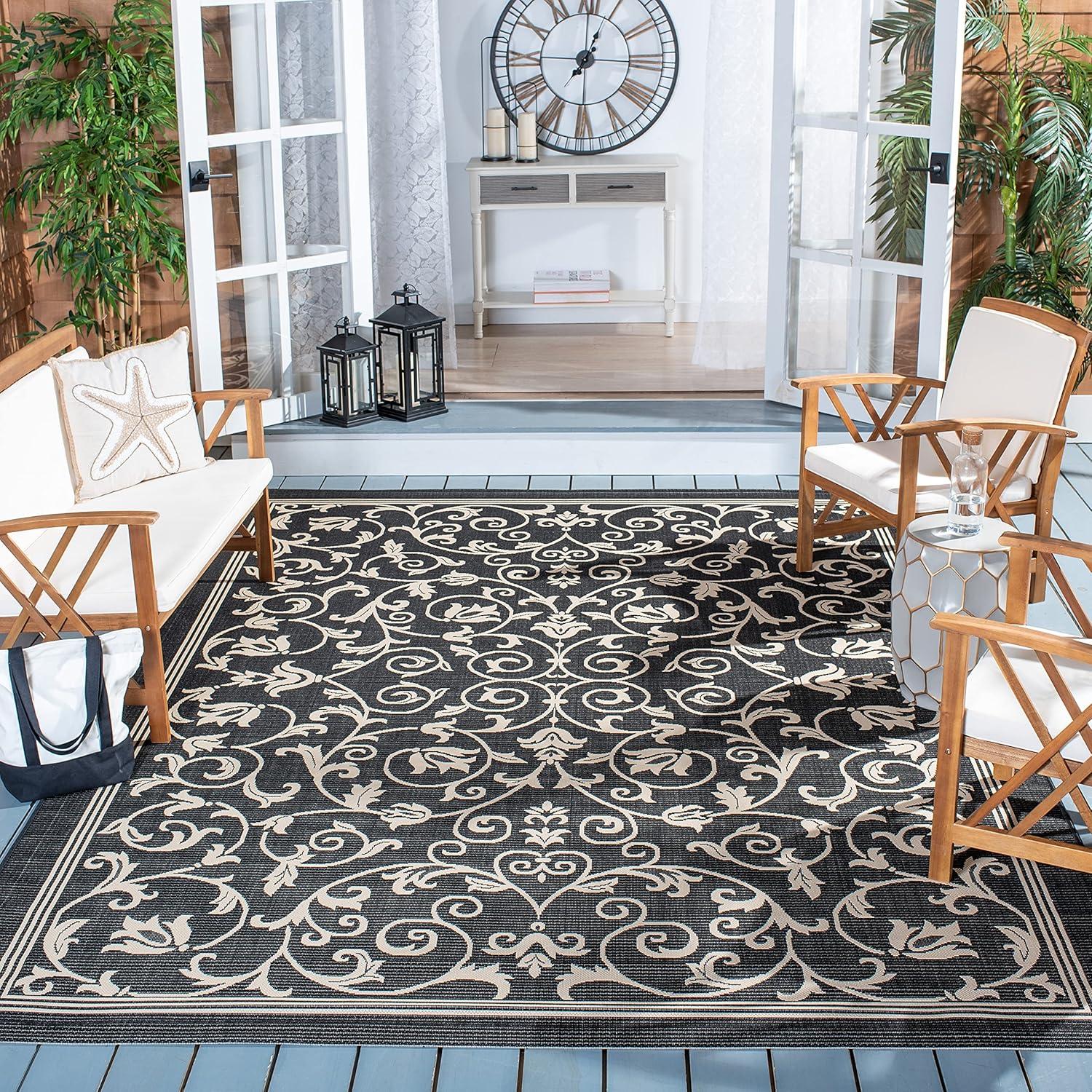 image:imageSAFAVIEH Washable Rug Outdoor Courtyard Collection 4 x 57 Terracotta amp Natural NonShedding amp Easy Cleaning Ideal for Patio Backyard Mudroom CY20983202BlackSand