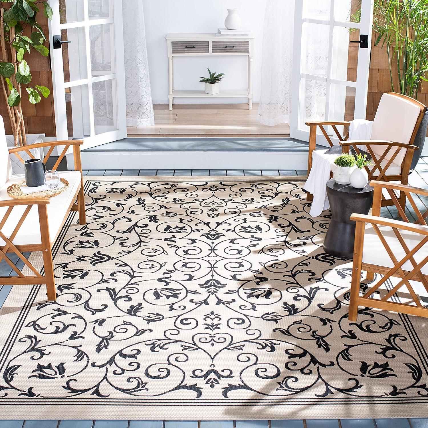 image:imageSAFAVIEH Washable Rug Outdoor Courtyard Collection 4 x 57 Terracotta amp Natural NonShedding amp Easy Cleaning Ideal for Patio Backyard Mudroom CY20983202SandBlack