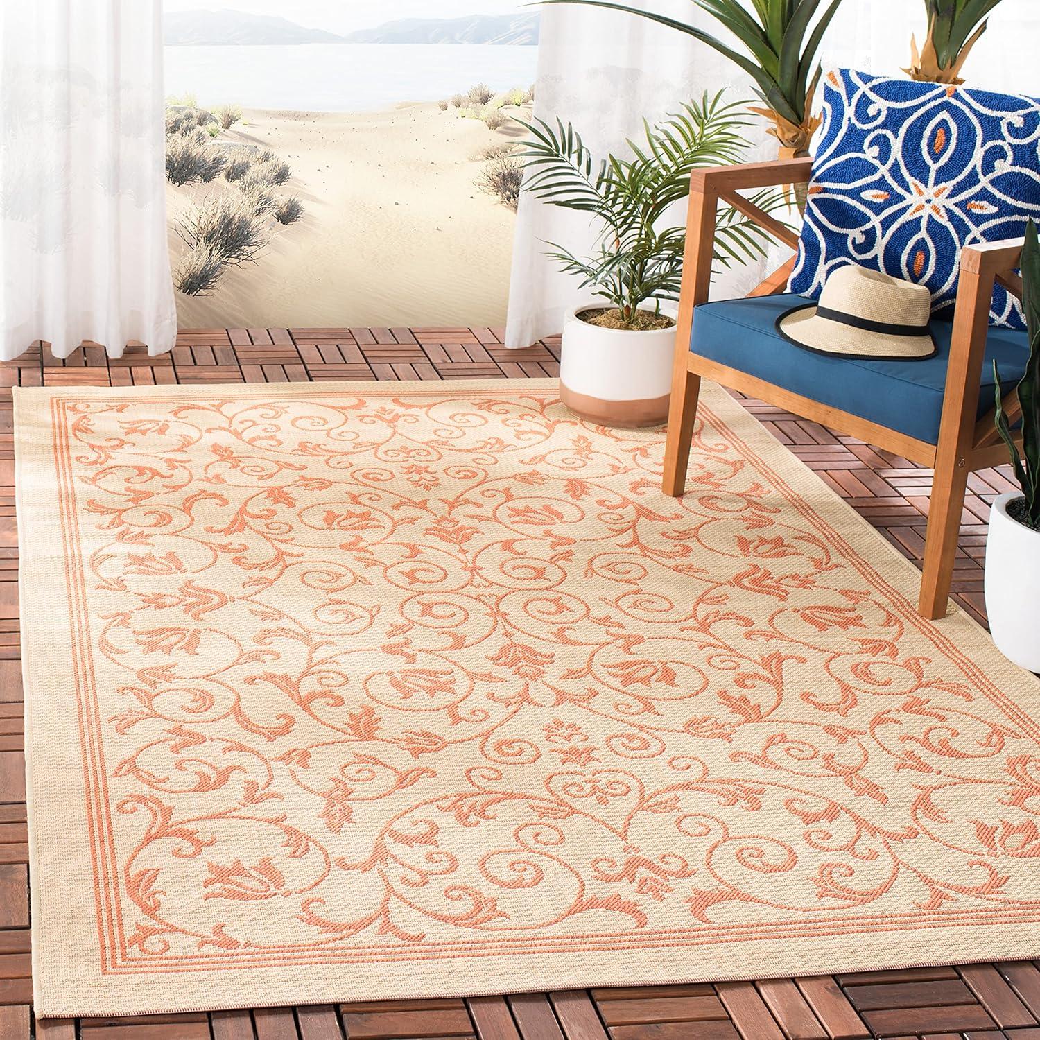 image:imageSAFAVIEH Washable Rug Outdoor Courtyard Collection 4 x 57 Terracotta amp Natural NonShedding amp Easy Cleaning Ideal for Patio Backyard Mudroom CY20983202NaturalTerra
