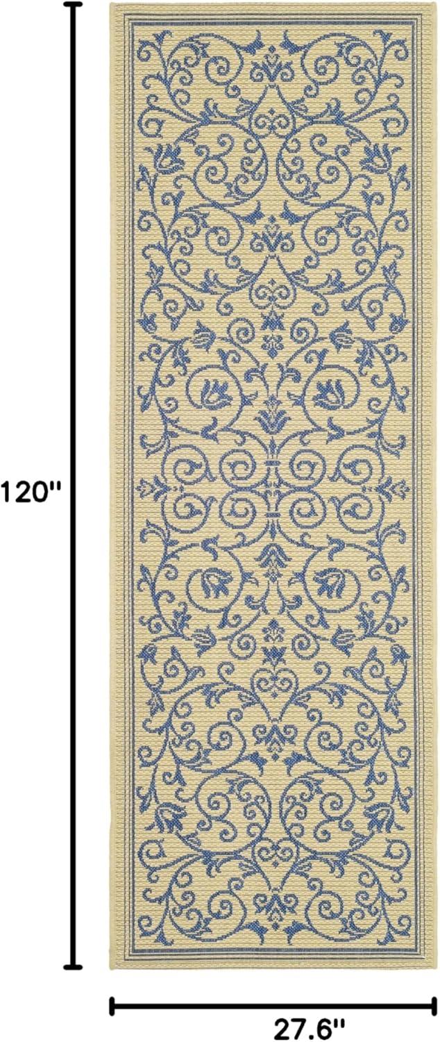 image:imageSAFAVIEH Washable Rug Outdoor Courtyard Collection 4 x 57 Terracotta amp Natural NonShedding amp Easy Cleaning Ideal for Patio Backyard Mudroom CY20983202NaturalBlue