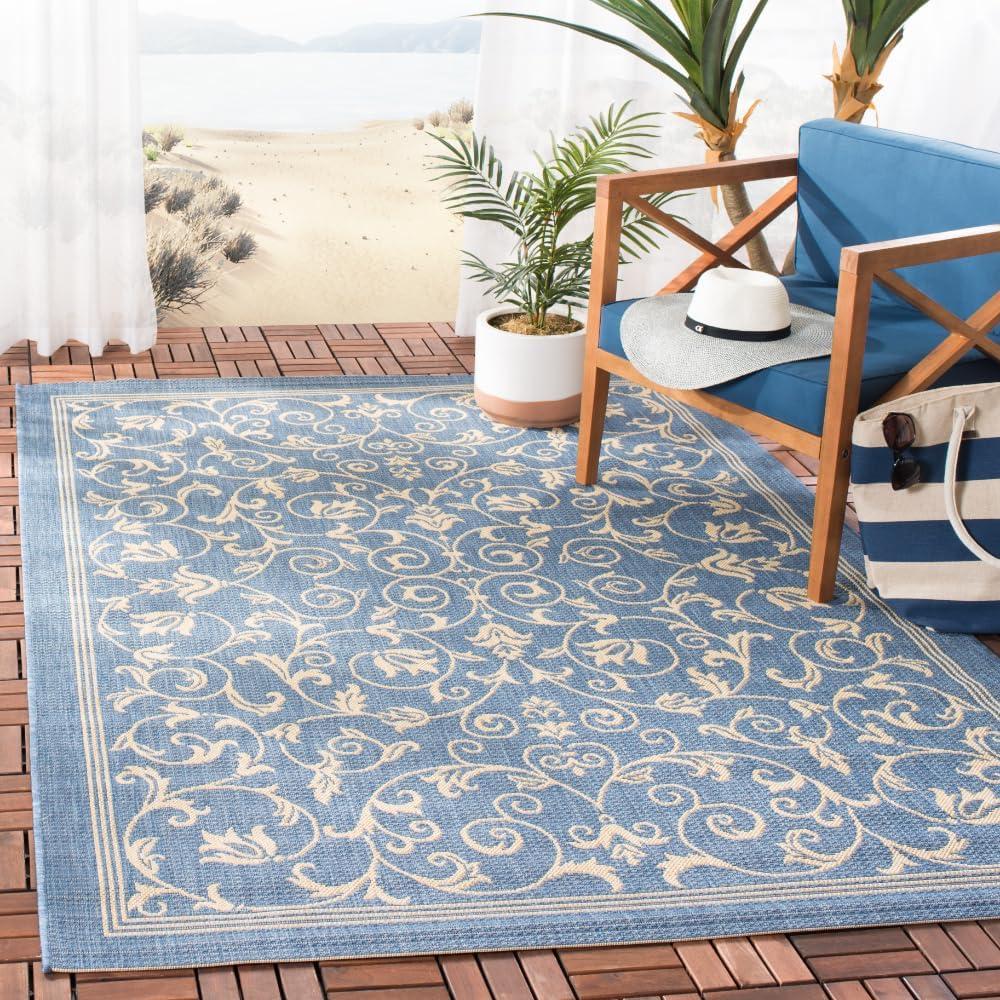image:imageSAFAVIEH Washable Rug Outdoor Courtyard Collection 4 x 57 Terracotta amp Natural NonShedding amp Easy Cleaning Ideal for Patio Backyard Mudroom CY20983202BlueNatural