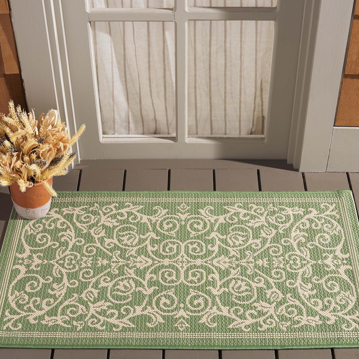 image:imageSAFAVIEH Washable Rug Outdoor Courtyard Collection 4 x 57 Terracotta amp Natural NonShedding amp Easy Cleaning Ideal for Patio Backyard Mudroom CY20983202OliveNatural