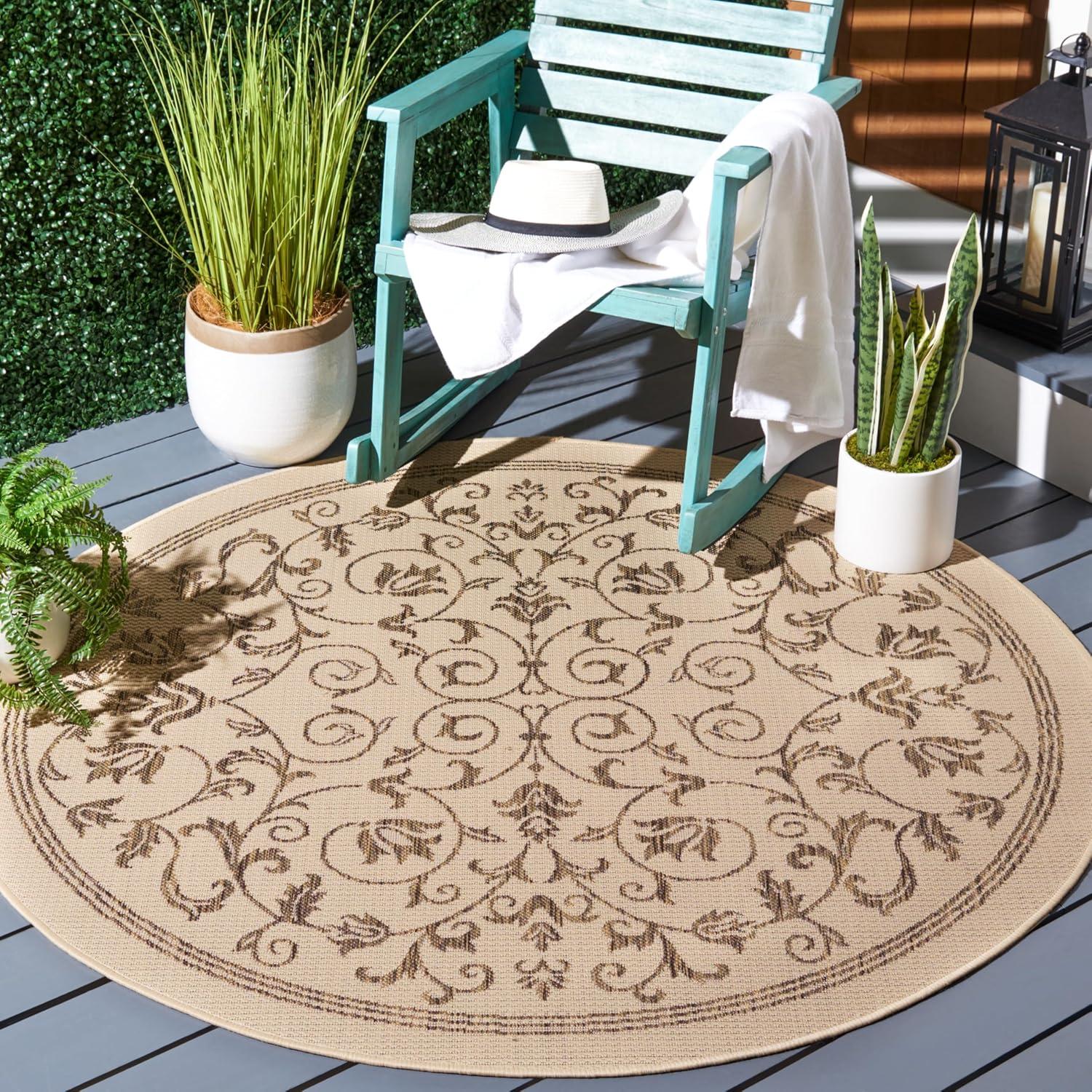 image:imageSAFAVIEH Washable Rug Outdoor Courtyard Collection 4 x 57 Terracotta amp Natural NonShedding amp Easy Cleaning Ideal for Patio Backyard Mudroom CY20983202NaturalBrown