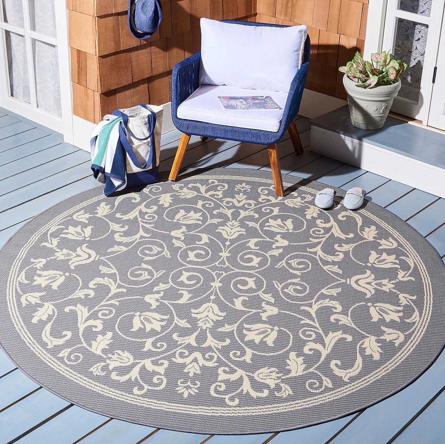 image:imageSAFAVIEH Washable Rug Outdoor Courtyard Collection 4 x 57 Terracotta amp Natural NonShedding amp Easy Cleaning Ideal for Patio Backyard Mudroom CY20983202GreyNatural