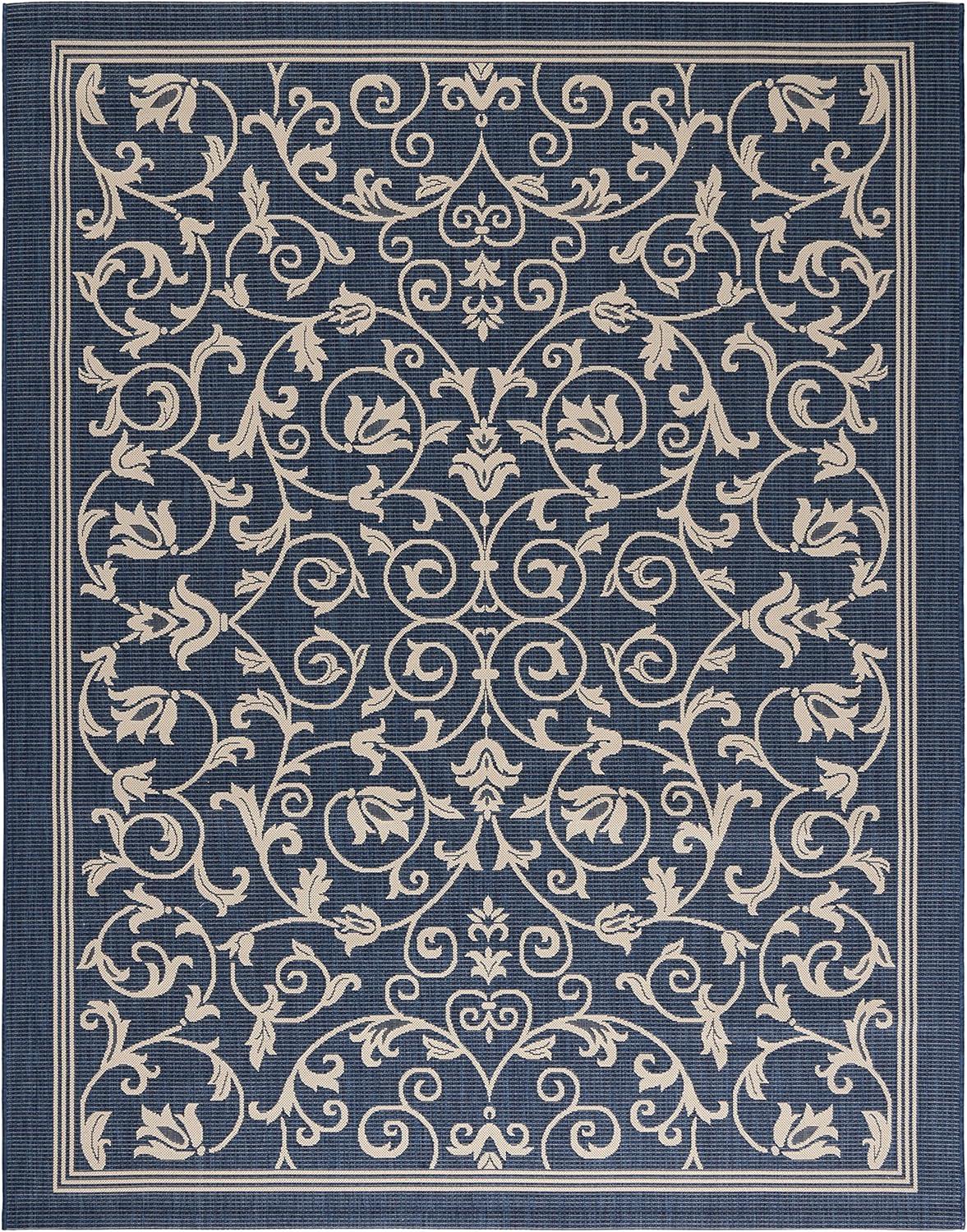 image:imageSAFAVIEH Washable Rug Outdoor Courtyard Collection 4 x 57 Terracotta amp Natural NonShedding amp Easy Cleaning Ideal for Patio Backyard Mudroom CY20983202NavyBeige