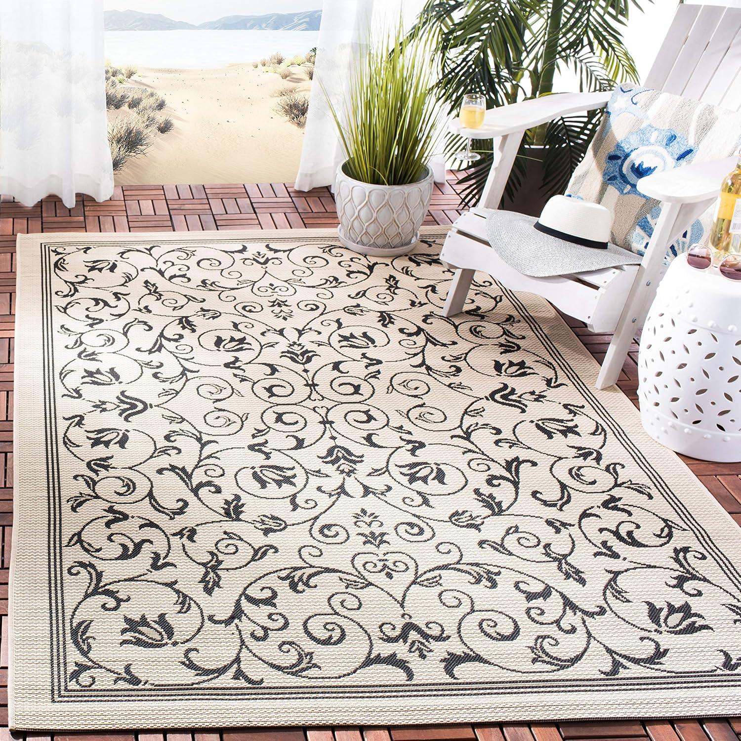 image:imageSAFAVIEH Washable Rug Outdoor Courtyard Collection 4 x 57 Terracotta amp Natural NonShedding amp Easy Cleaning Ideal for Patio Backyard Mudroom CY20983202SandBlack