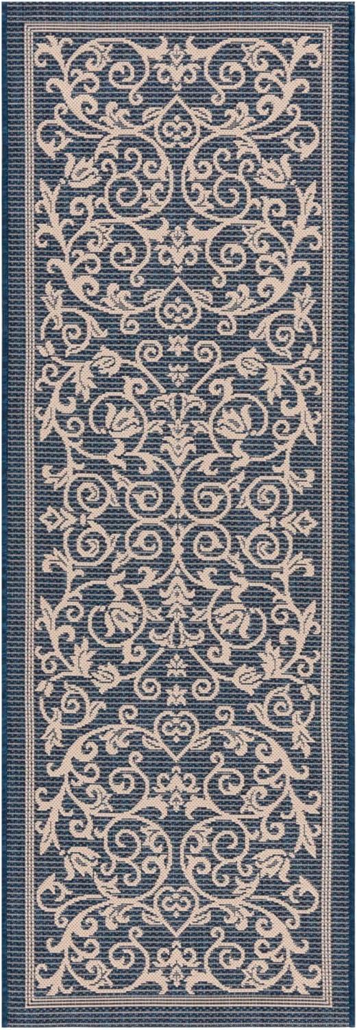 image:imageSAFAVIEH Washable Rug Outdoor Courtyard Collection 4 x 57 Terracotta amp Natural NonShedding amp Easy Cleaning Ideal for Patio Backyard Mudroom CY20983202NavyBeige
