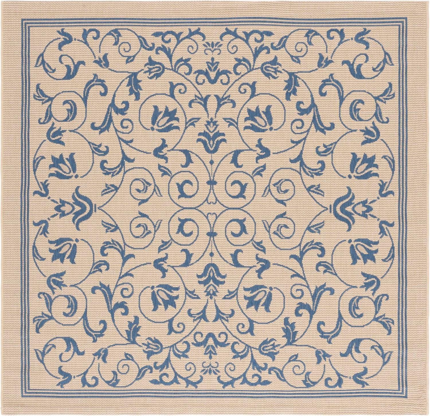 image:imageSAFAVIEH Washable Rug Outdoor Courtyard Collection 4 x 57 Terracotta amp Natural NonShedding amp Easy Cleaning Ideal for Patio Backyard Mudroom CY20983202NaturalBlue