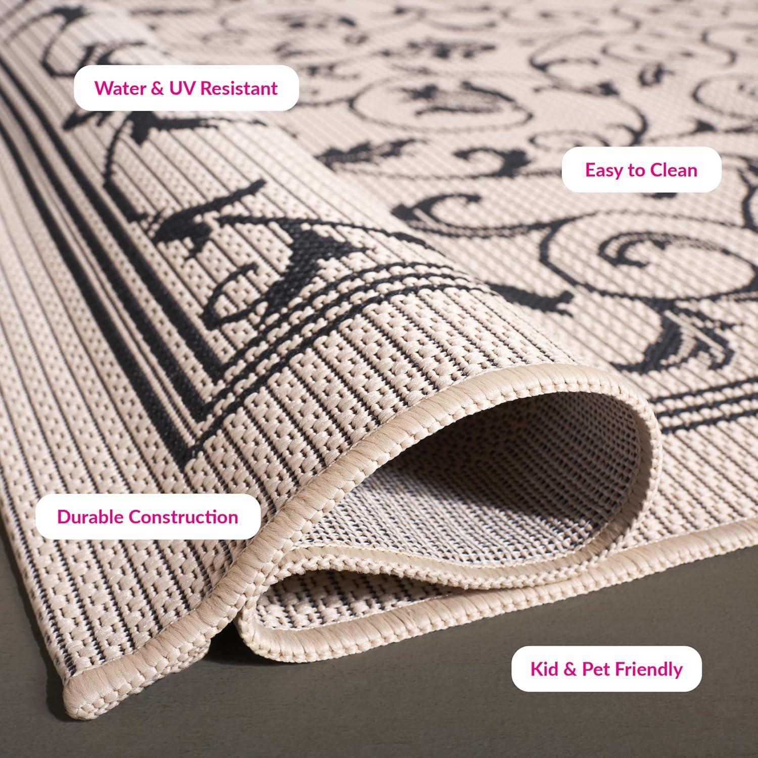 image:imageSAFAVIEH Washable Rug Outdoor Courtyard Collection 4 x 57 Terracotta amp Natural NonShedding amp Easy Cleaning Ideal for Patio Backyard Mudroom CY20983202SandBlack