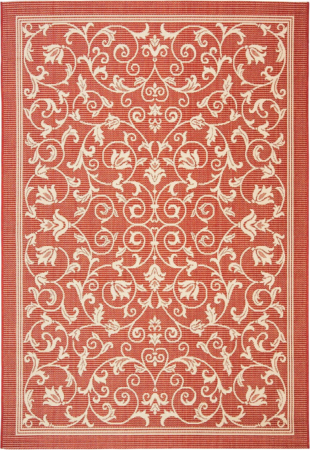 image:imageSAFAVIEH Washable Rug Outdoor Courtyard Collection 4 x 57 Terracotta amp Natural NonShedding amp Easy Cleaning Ideal for Patio Backyard Mudroom CY20983202RedNatural