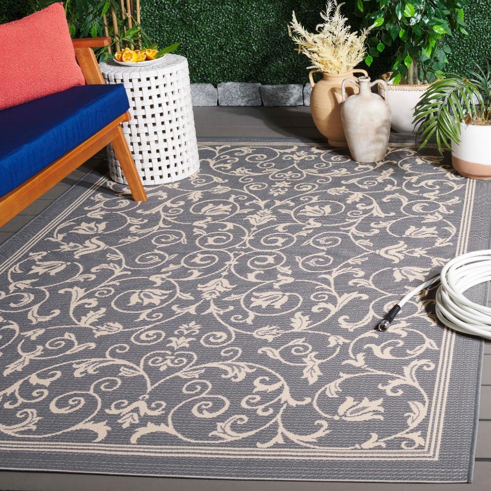 image:imageSAFAVIEH Washable Rug Outdoor Courtyard Collection 4 x 57 Terracotta amp Natural NonShedding amp Easy Cleaning Ideal for Patio Backyard Mudroom CY20983202GreyNatural