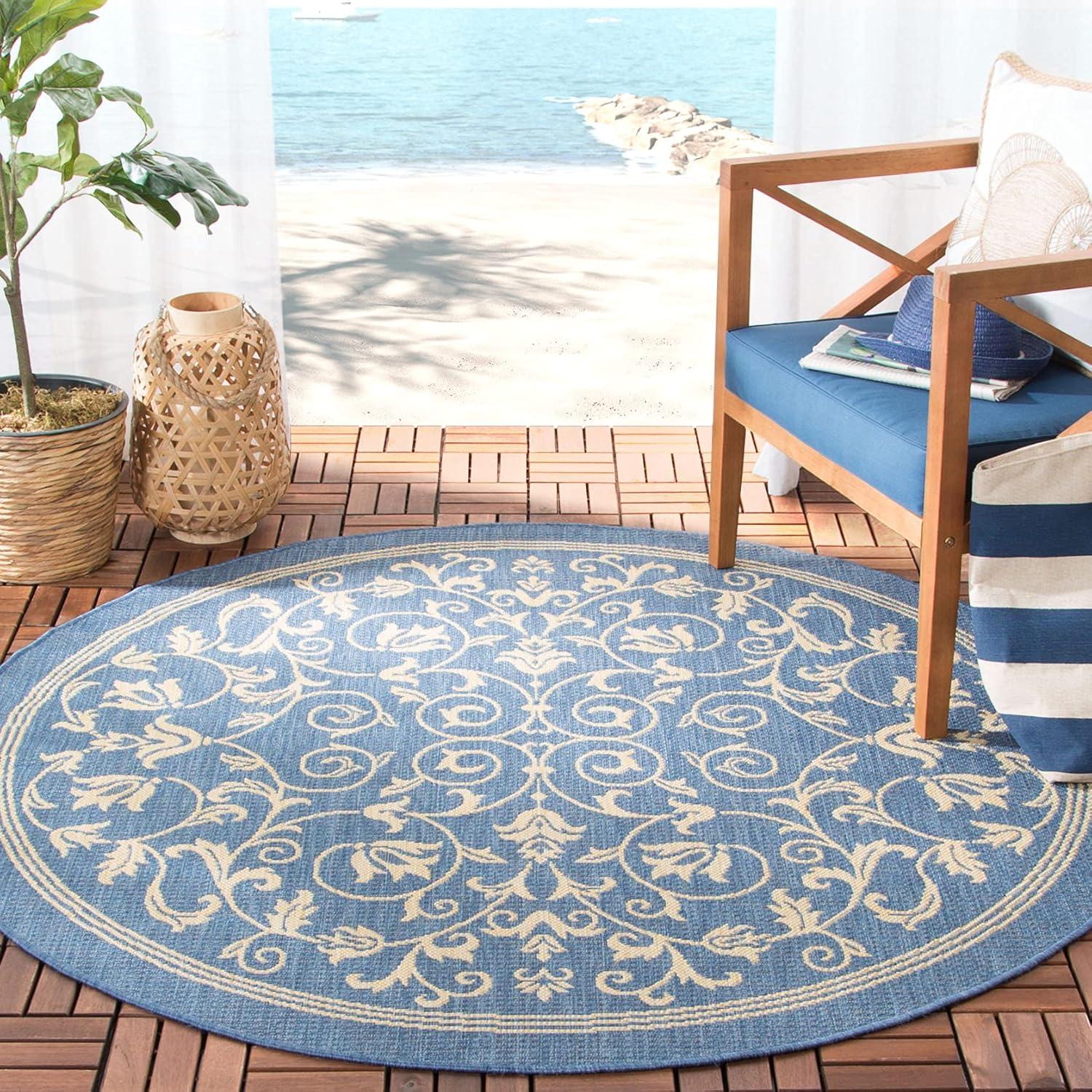 image:imageSAFAVIEH Washable Rug Outdoor Courtyard Collection 4 x 57 Terracotta amp Natural NonShedding amp Easy Cleaning Ideal for Patio Backyard Mudroom CY20983202BlueNatural