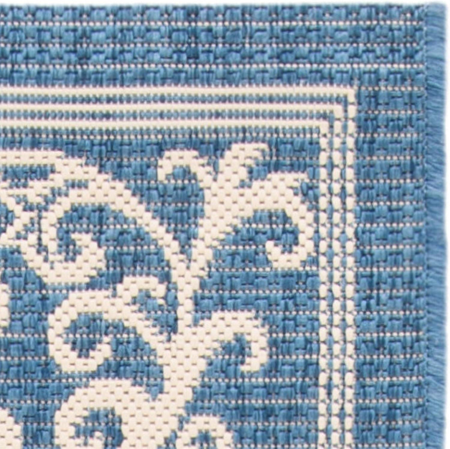 image:imageSAFAVIEH Washable Rug Outdoor Courtyard Collection 4 x 57 Terracotta amp Natural NonShedding amp Easy Cleaning Ideal for Patio Backyard Mudroom CY20983202BlueNatural