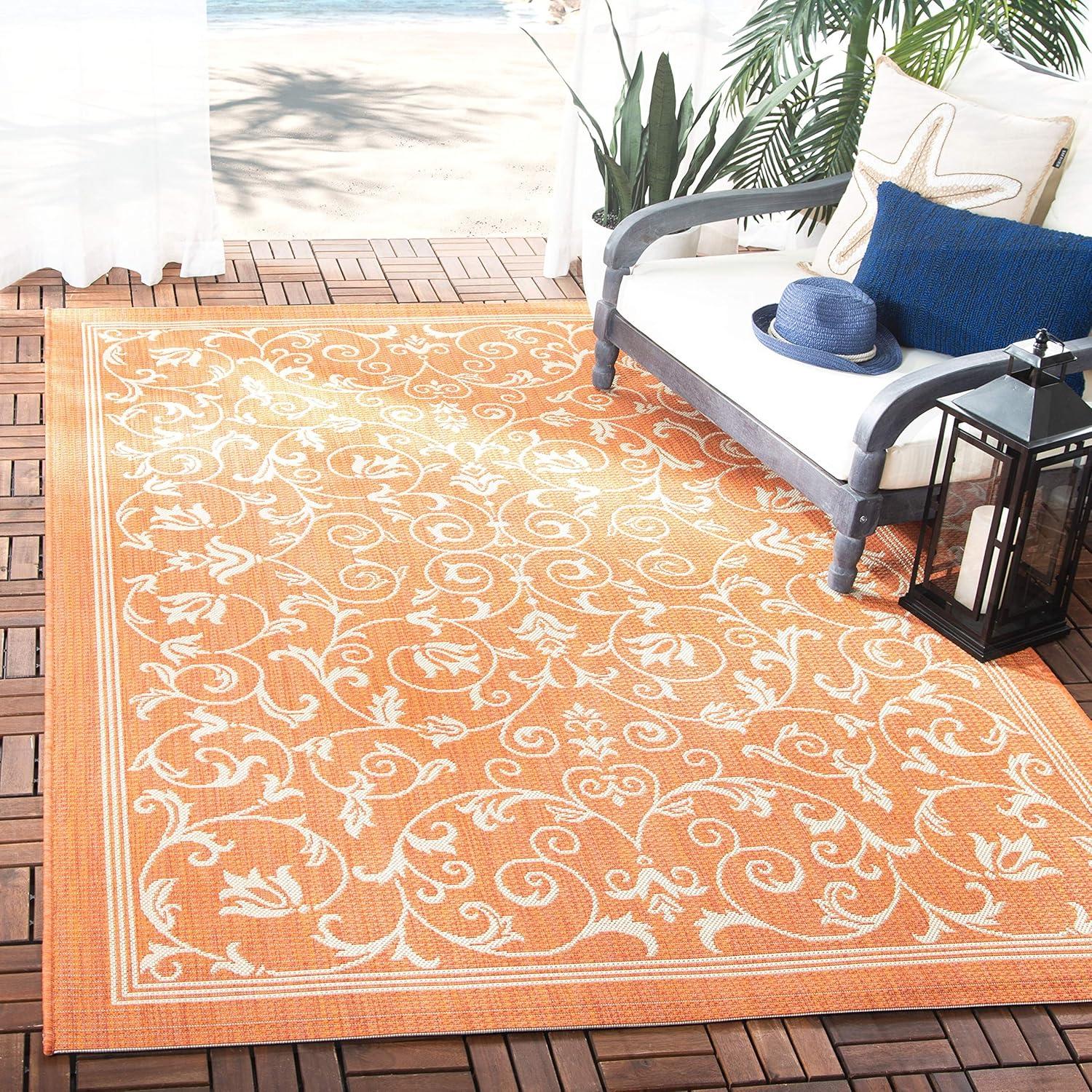 image:imageSAFAVIEH Washable Rug Outdoor Courtyard Collection 4 x 57 Terracotta amp Natural NonShedding amp Easy Cleaning Ideal for Patio Backyard Mudroom CY20983202TerracottaNatural