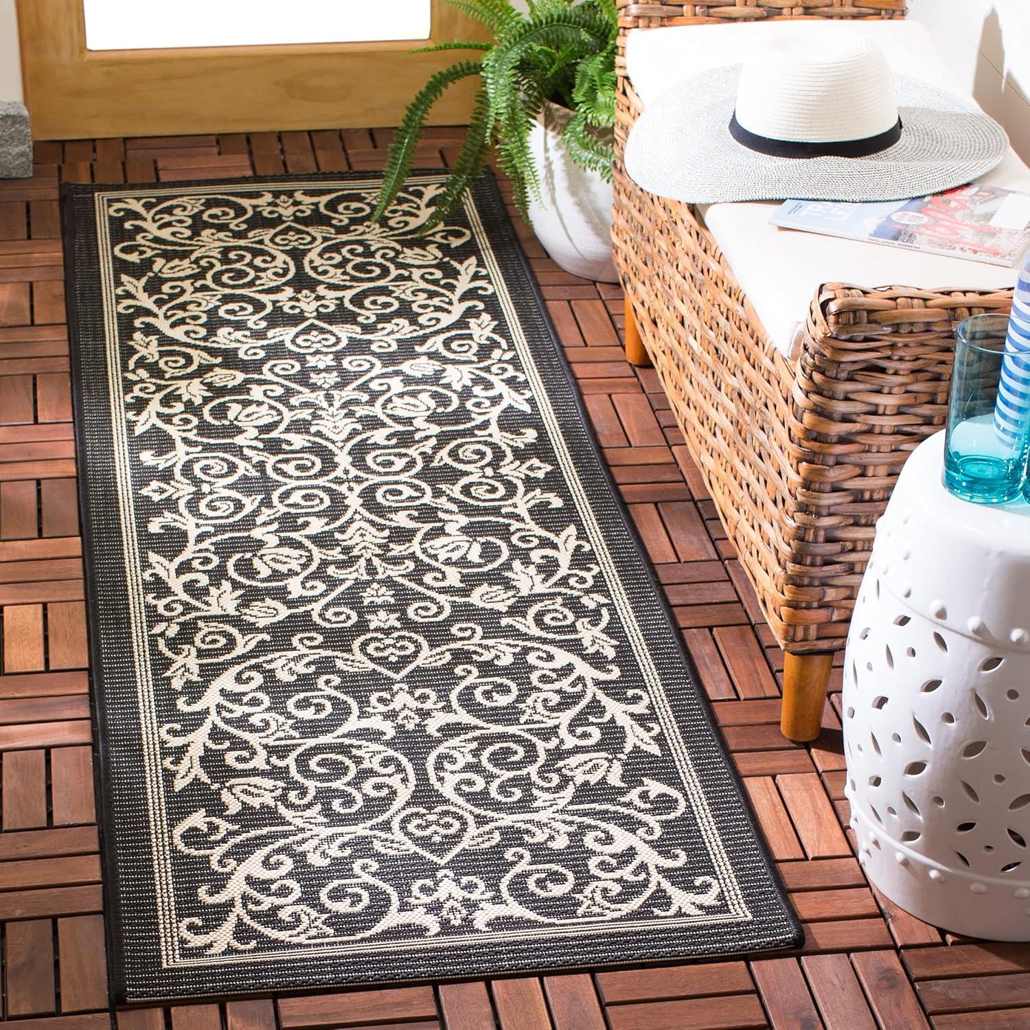 image:imageSAFAVIEH Washable Rug Outdoor Courtyard Collection 4 x 57 Terracotta amp Natural NonShedding amp Easy Cleaning Ideal for Patio Backyard Mudroom CY20983202BlackSand