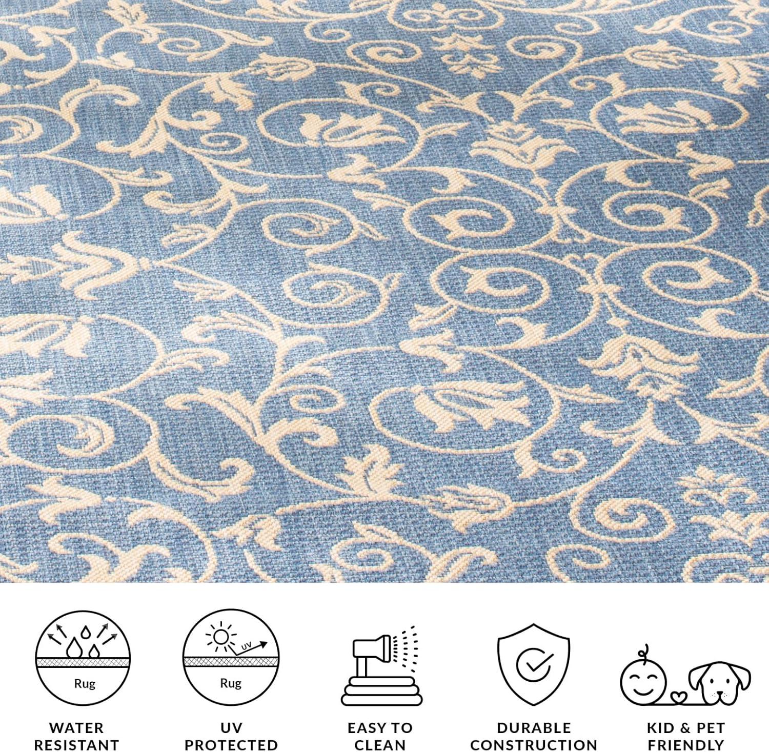 image:imageSAFAVIEH Washable Rug Outdoor Courtyard Collection 4 x 57 Terracotta amp Natural NonShedding amp Easy Cleaning Ideal for Patio Backyard Mudroom CY20983202BlueNatural