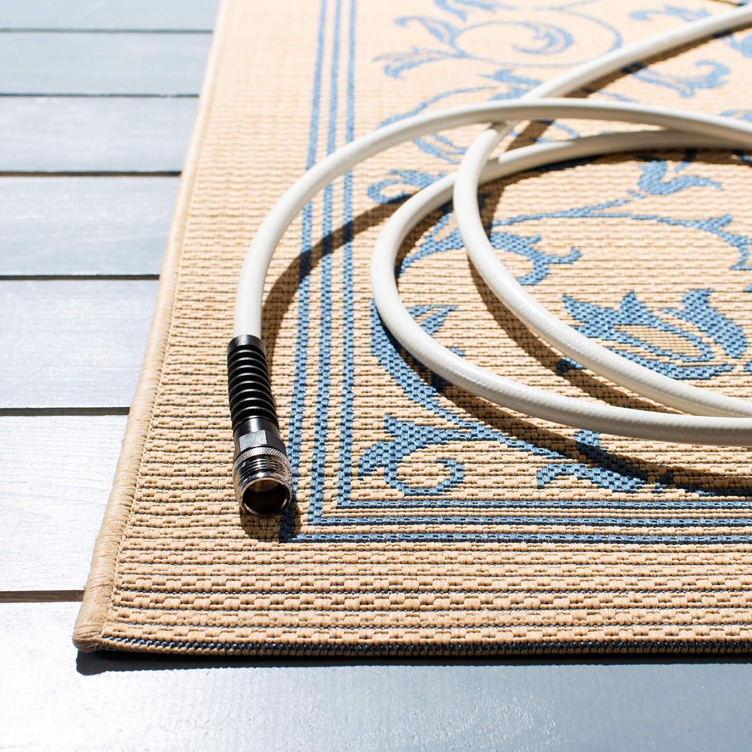 image:imageSAFAVIEH Washable Rug Outdoor Courtyard Collection 4 x 57 Terracotta amp Natural NonShedding amp Easy Cleaning Ideal for Patio Backyard Mudroom CY20983202NaturalBlue