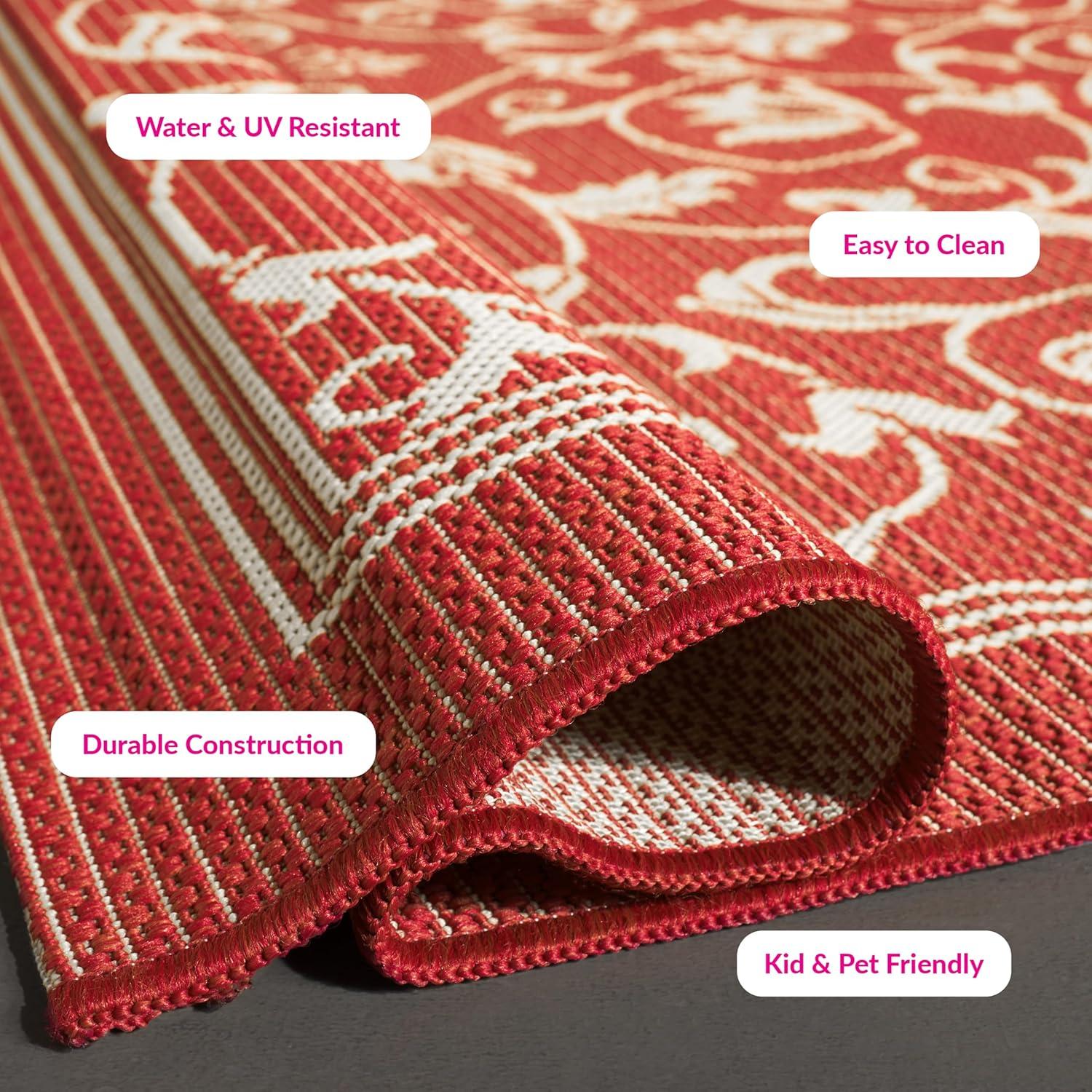 image:imageSAFAVIEH Washable Rug Outdoor Courtyard Collection 4 x 57 Terracotta amp Natural NonShedding amp Easy Cleaning Ideal for Patio Backyard Mudroom CY20983202RedNatural