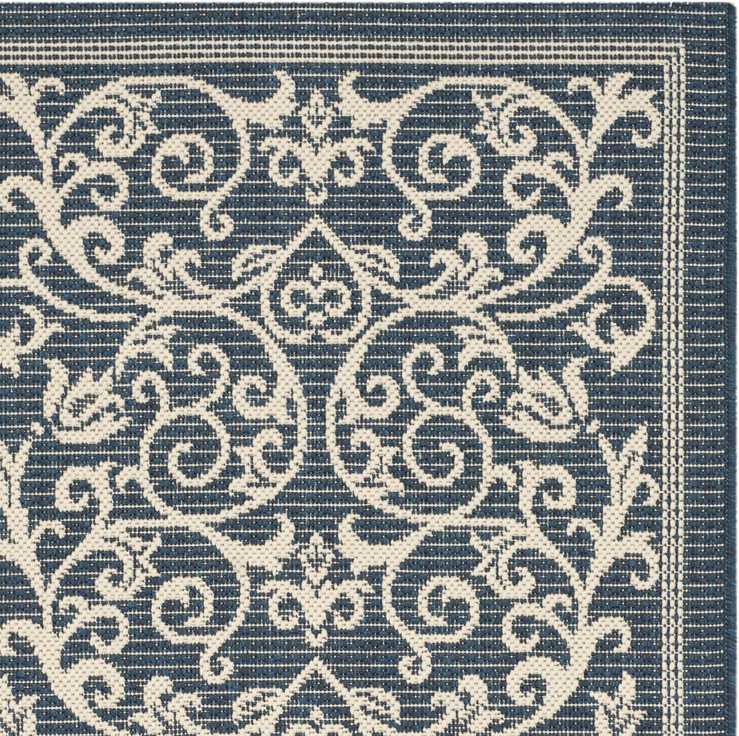 image:imageSAFAVIEH Washable Rug Outdoor Courtyard Collection 4 x 57 Terracotta amp Natural NonShedding amp Easy Cleaning Ideal for Patio Backyard Mudroom CY20983202NavyBeige