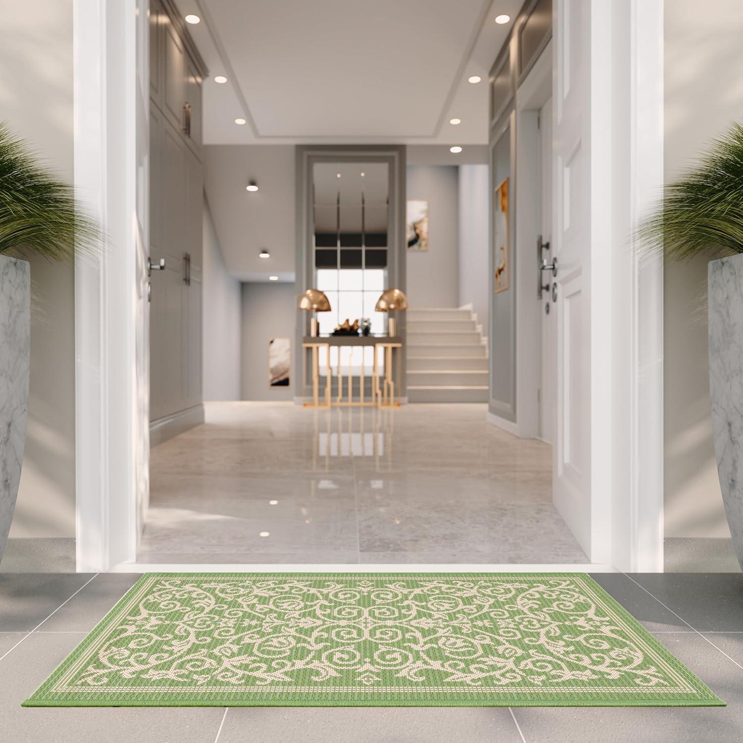 image:imageSAFAVIEH Washable Rug Outdoor Courtyard Collection 4 x 57 Terracotta amp Natural NonShedding amp Easy Cleaning Ideal for Patio Backyard Mudroom CY20983202OliveNatural