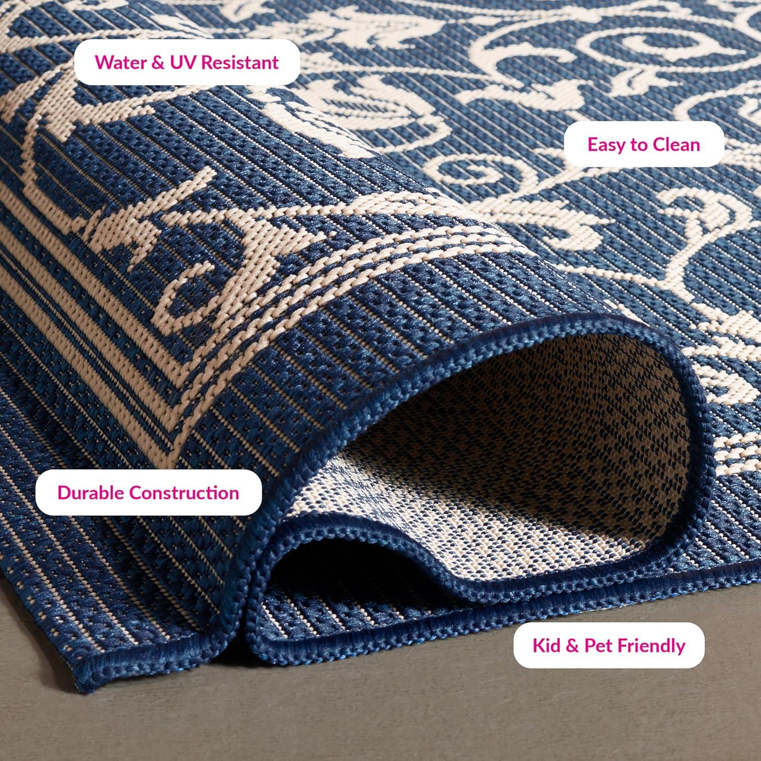 image:imageSAFAVIEH Washable Rug Outdoor Courtyard Collection 4 x 57 Terracotta amp Natural NonShedding amp Easy Cleaning Ideal for Patio Backyard Mudroom CY20983202NavyBeige