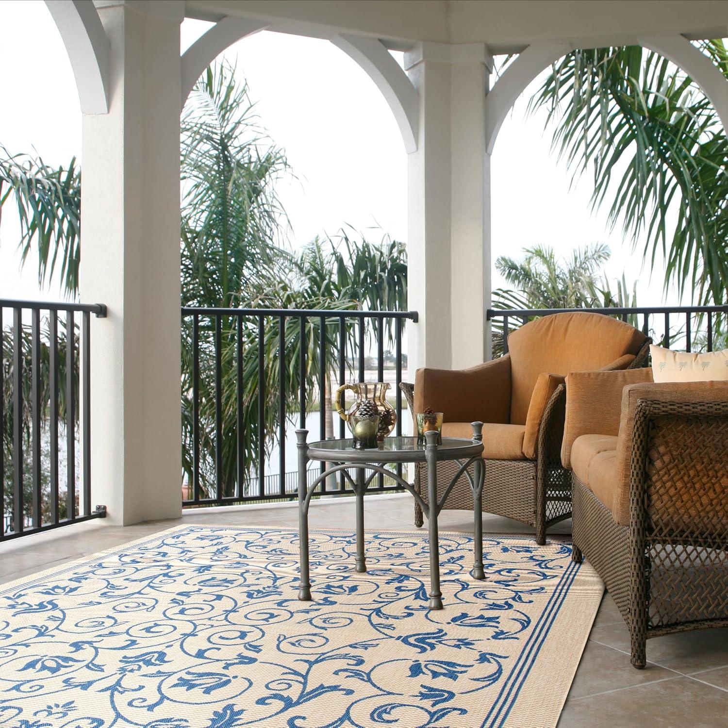 image:imageSAFAVIEH Washable Rug Outdoor Courtyard Collection 4 x 57 Terracotta amp Natural NonShedding amp Easy Cleaning Ideal for Patio Backyard Mudroom CY20983202NaturalBlue