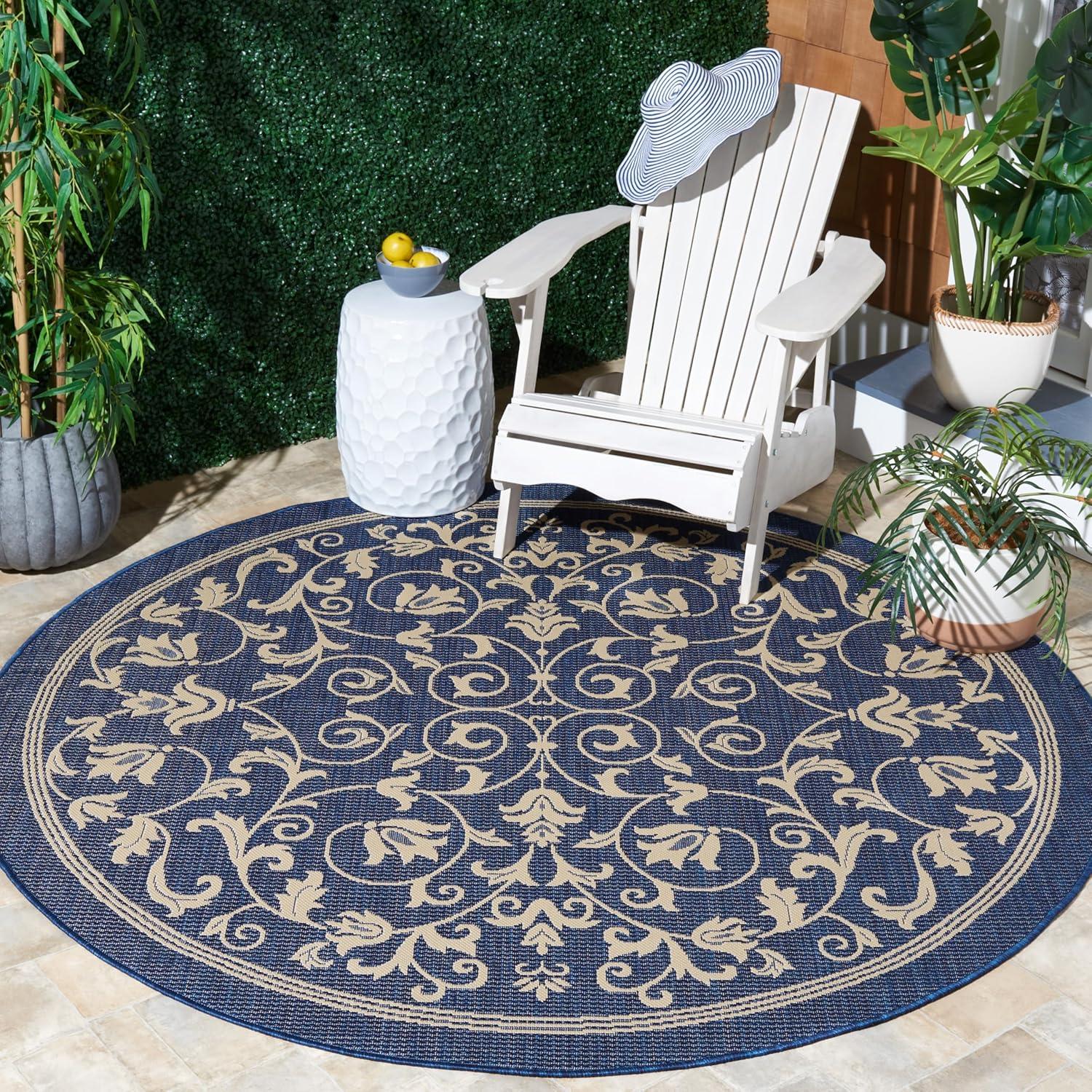 image:imageSAFAVIEH Washable Rug Outdoor Courtyard Collection 4 x 57 Terracotta amp Natural NonShedding amp Easy Cleaning Ideal for Patio Backyard Mudroom CY20983202NavyBeige