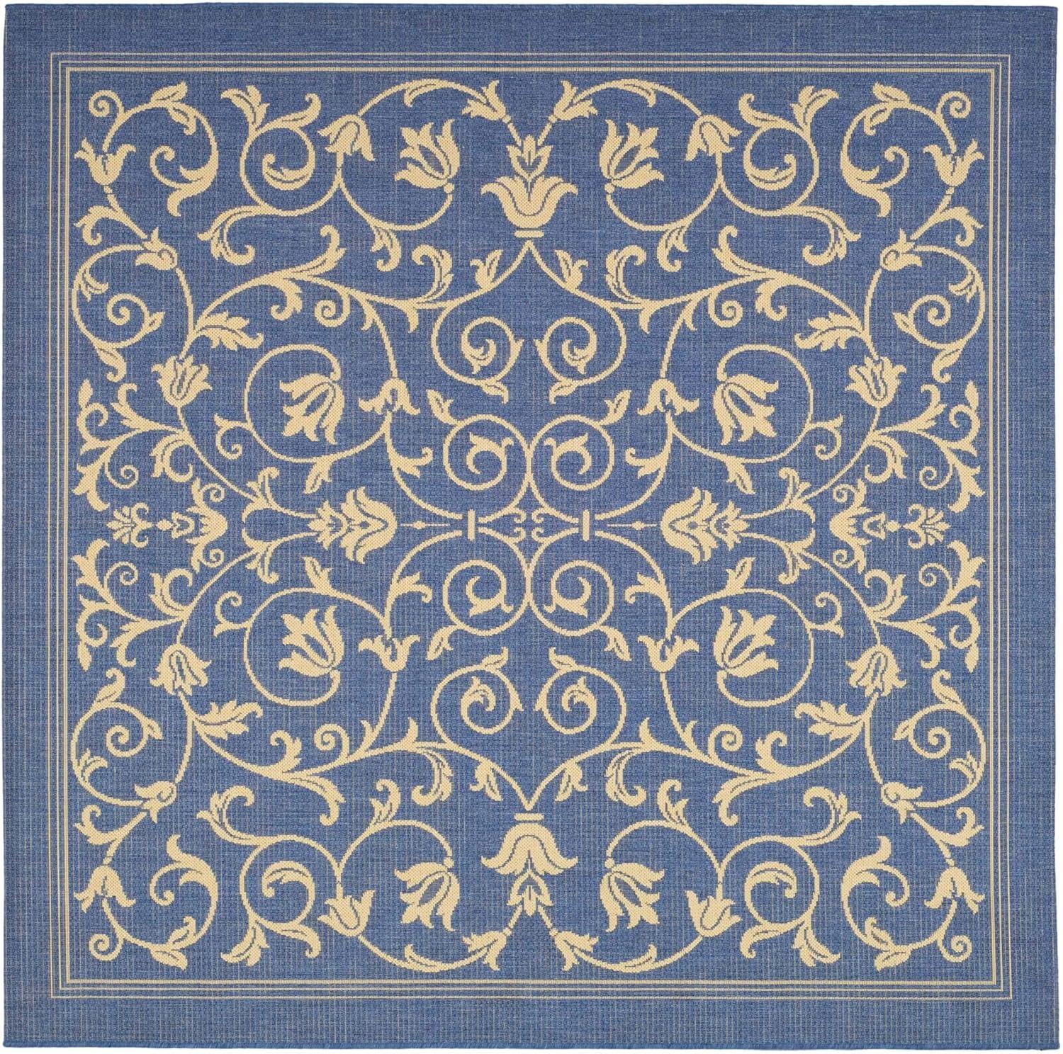 image:imageSAFAVIEH Washable Rug Outdoor Courtyard Collection 4 x 57 Terracotta amp Natural NonShedding amp Easy Cleaning Ideal for Patio Backyard Mudroom CY20983202BlueNatural