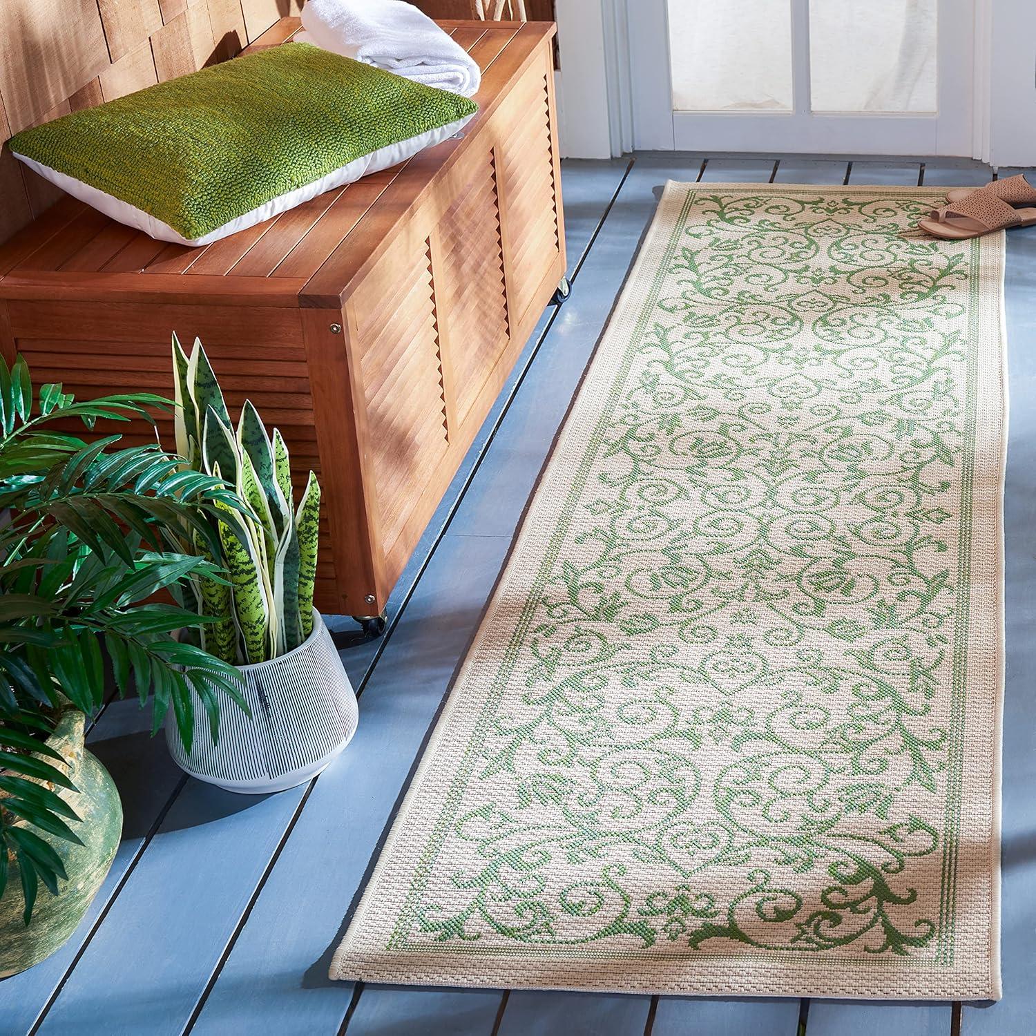 image:imageSAFAVIEH Washable Rug Outdoor Courtyard Collection 4 x 57 Terracotta amp Natural NonShedding amp Easy Cleaning Ideal for Patio Backyard Mudroom CY20983202NaturalOlive
