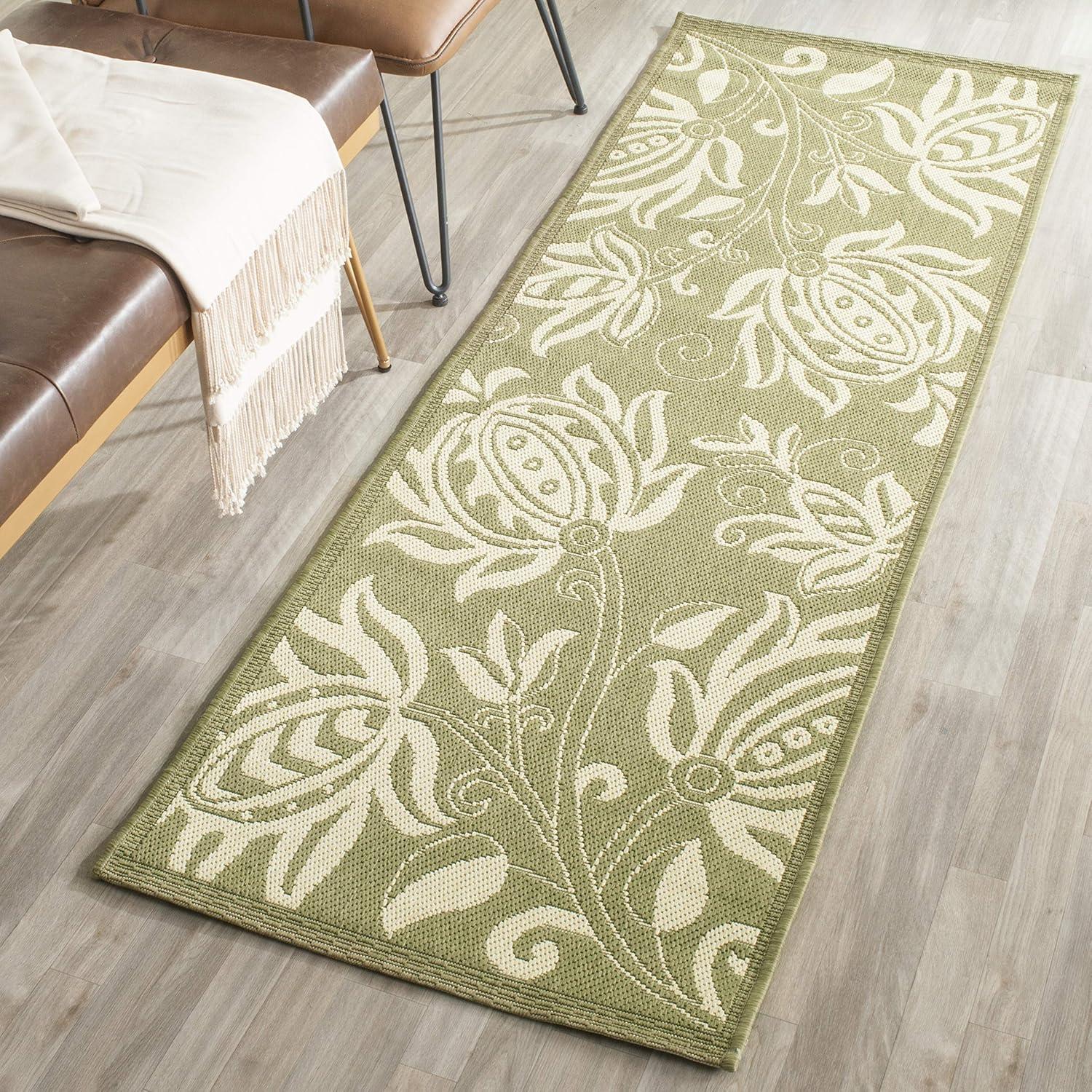 image:imageSAFAVIEH Washable Rug Outdoor Courtyard Collection 53 x 77 Chocolate amp Natural NonShedding amp Easy Cleaning Ideal for Patio Backyard Mudroom CY29613409OliveNatural