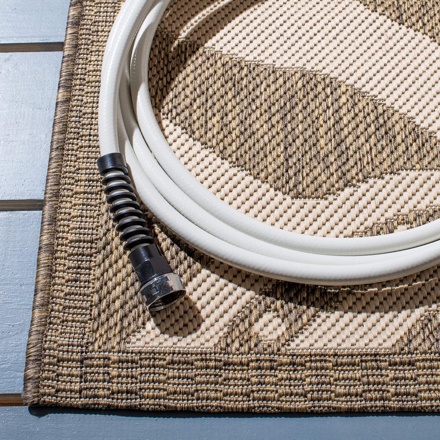 image:imageSAFAVIEH Washable Rug Outdoor Courtyard Collection 53 x 77 Chocolate amp Natural NonShedding amp Easy Cleaning Ideal for Patio Backyard Mudroom CY29613409BrownNatural