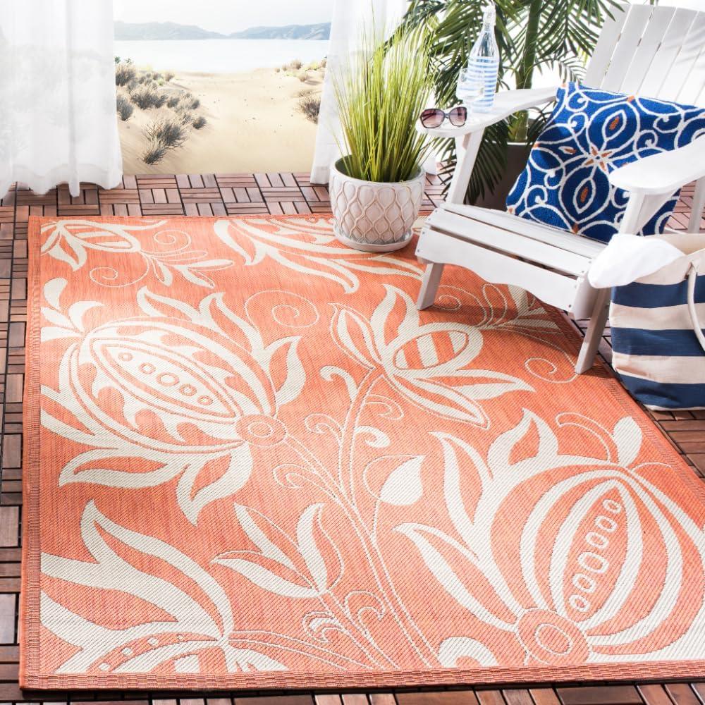 image:imageSAFAVIEH Washable Rug Outdoor Courtyard Collection 53 x 77 Chocolate amp Natural NonShedding amp Easy Cleaning Ideal for Patio Backyard Mudroom CY29613409TerracottaNatural