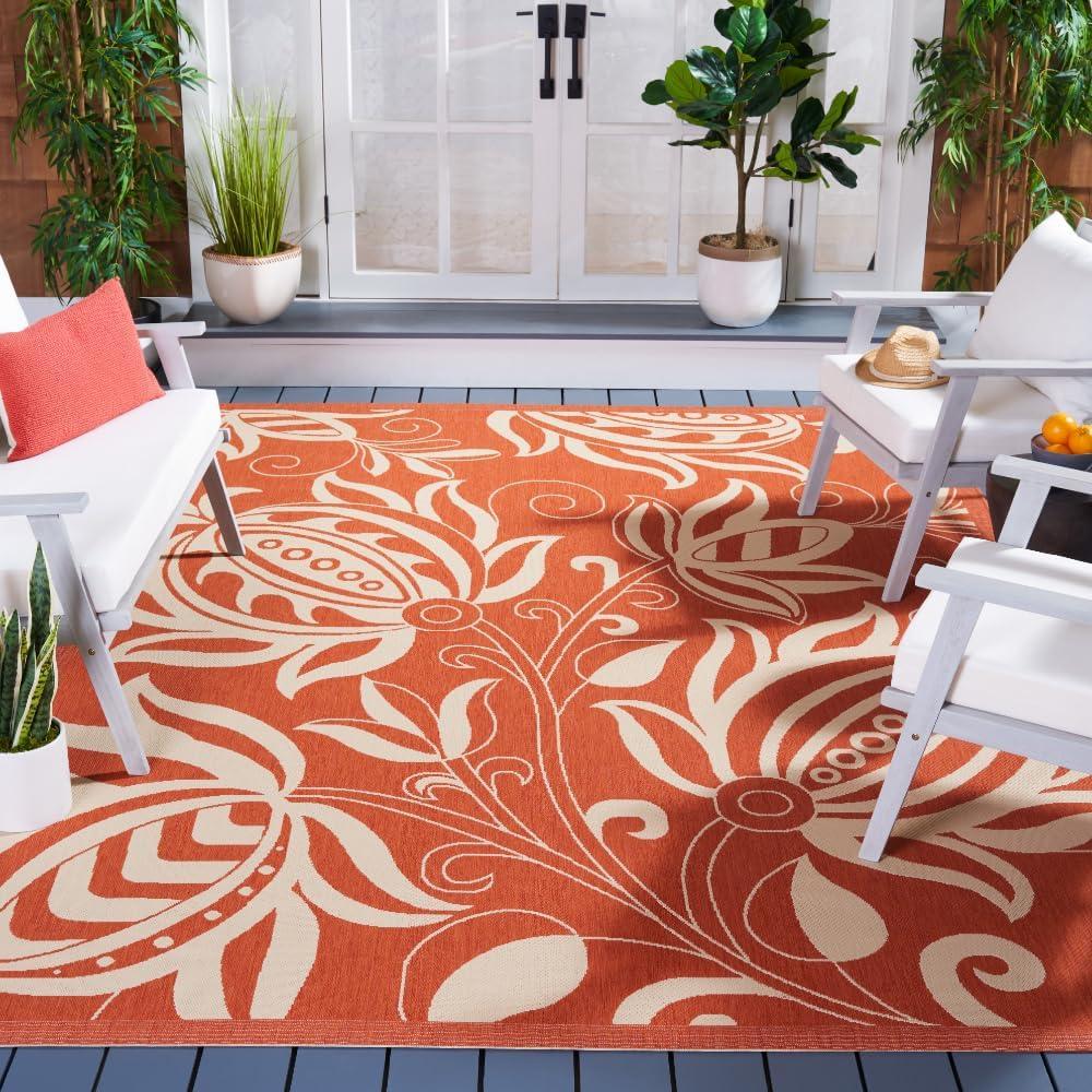 image:imageSAFAVIEH Washable Rug Outdoor Courtyard Collection 53 x 77 Chocolate amp Natural NonShedding amp Easy Cleaning Ideal for Patio Backyard Mudroom CY29613409TerracottaNatural