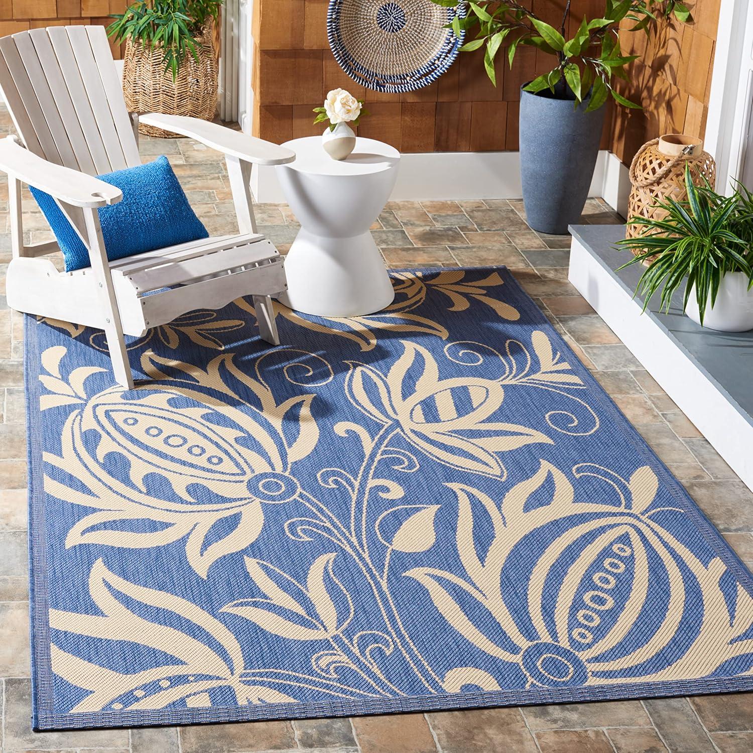 image:imageSAFAVIEH Washable Rug Outdoor Courtyard Collection 53 x 77 Chocolate amp Natural NonShedding amp Easy Cleaning Ideal for Patio Backyard Mudroom CY29613409BlueNatural