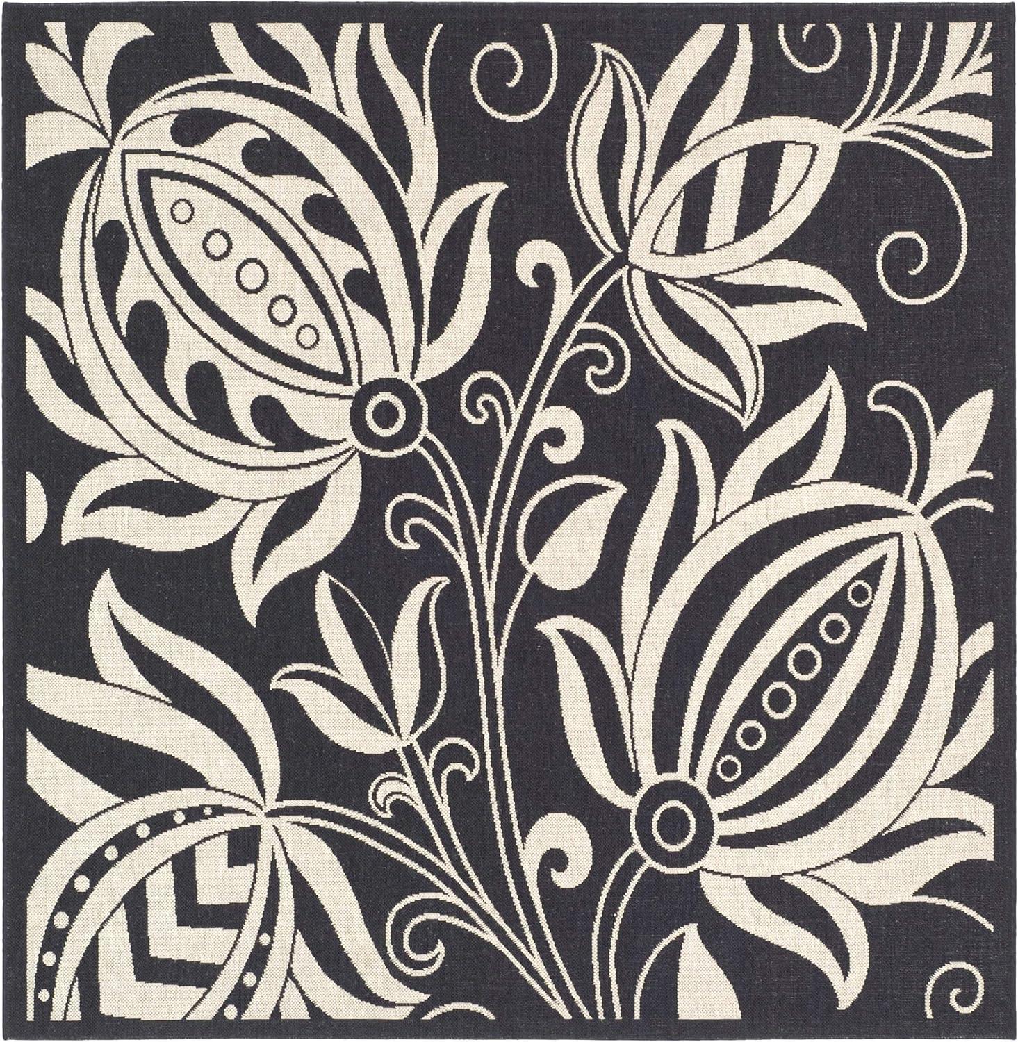 image:imageSAFAVIEH Washable Rug Outdoor Courtyard Collection 53 x 77 Chocolate amp Natural NonShedding amp Easy Cleaning Ideal for Patio Backyard Mudroom CY29613409BlackSand